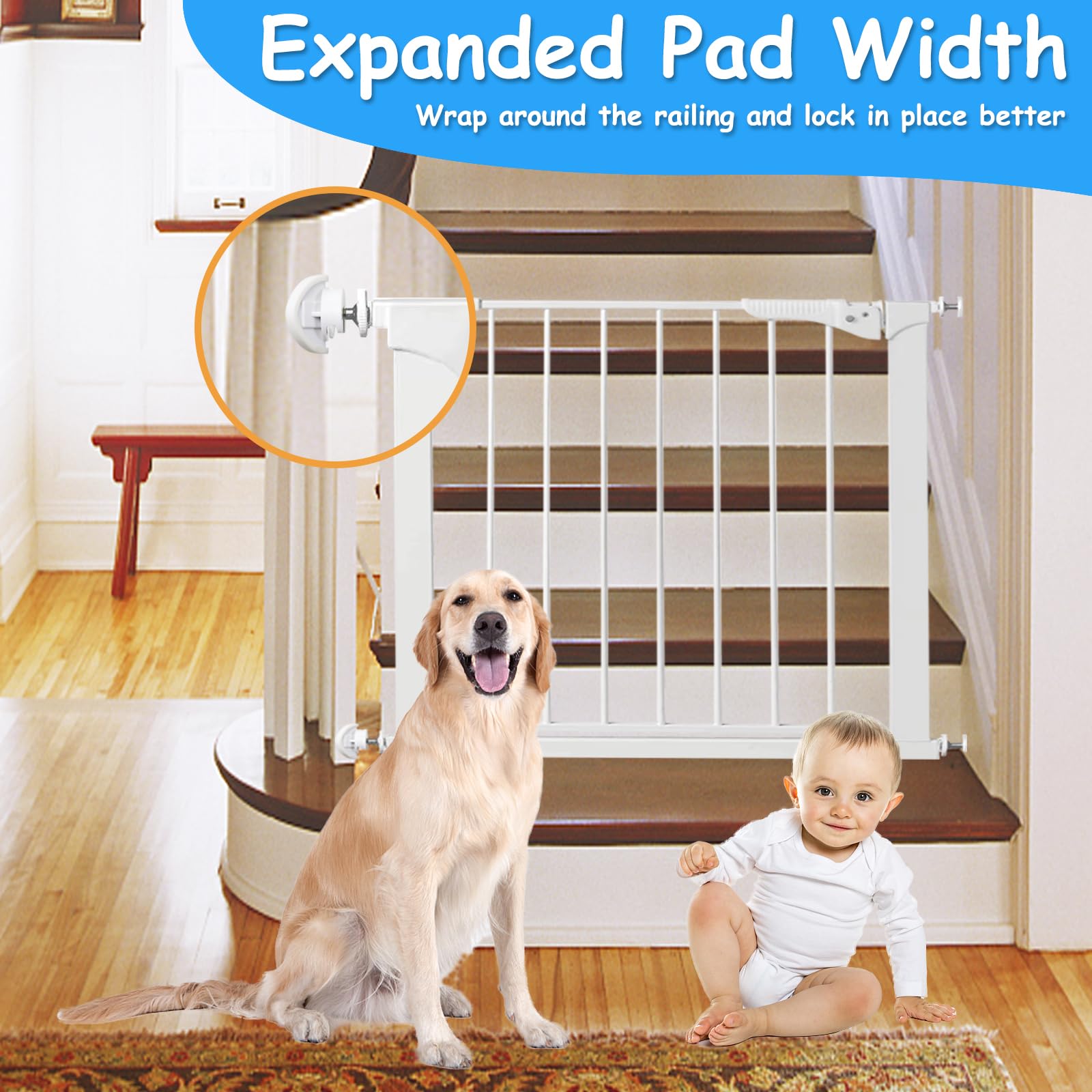 2 Pack Baby Gate Banister Adapter for Pressure Mounted Stairs - Universal Hardware Parts Kit for Baby and Dog Gates - No Drillin