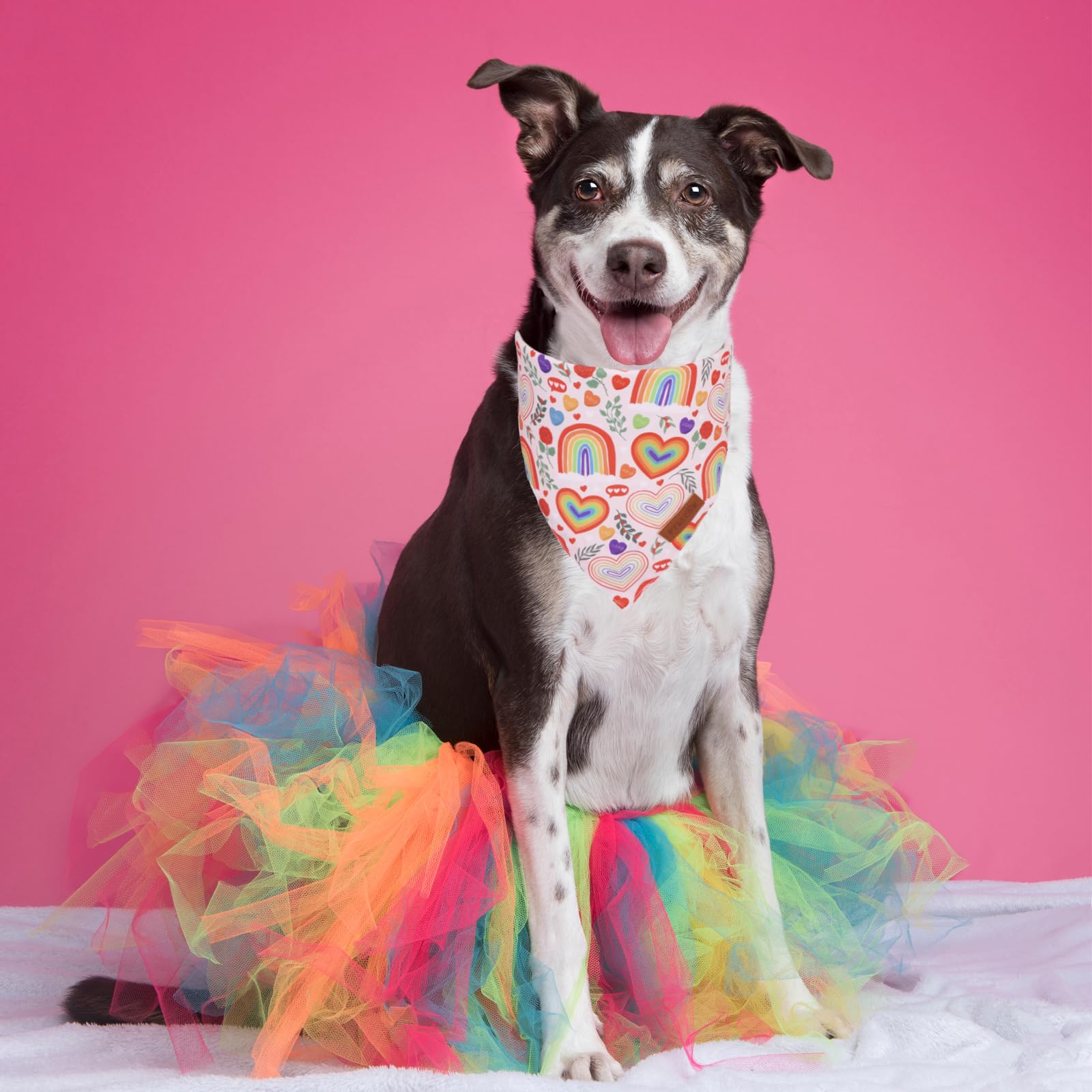 Ptdecor Rainbow Dog Bandanas Pride Day Dog Scarf Reversible Triangle Lgbt+ Rainbow Bandanas For Extra Large Dogs Pets (Pride, X-
