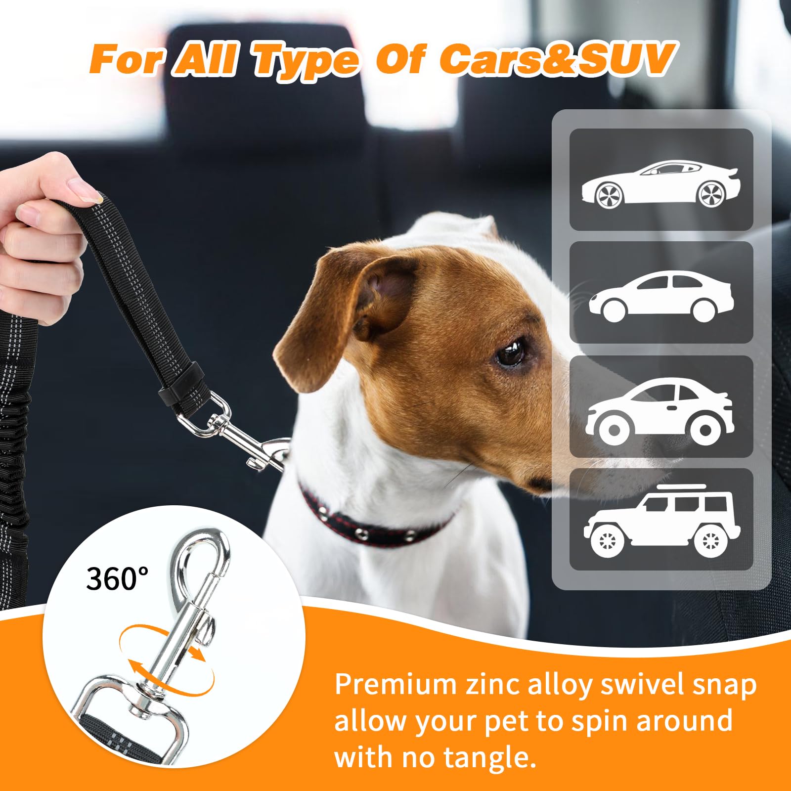 Bwogue Double Dog Cat Seat Belts, Car Headrest Restraint Adjustable Travel Leash,Safety Elastic Leads Splitter Connect Vehicle S