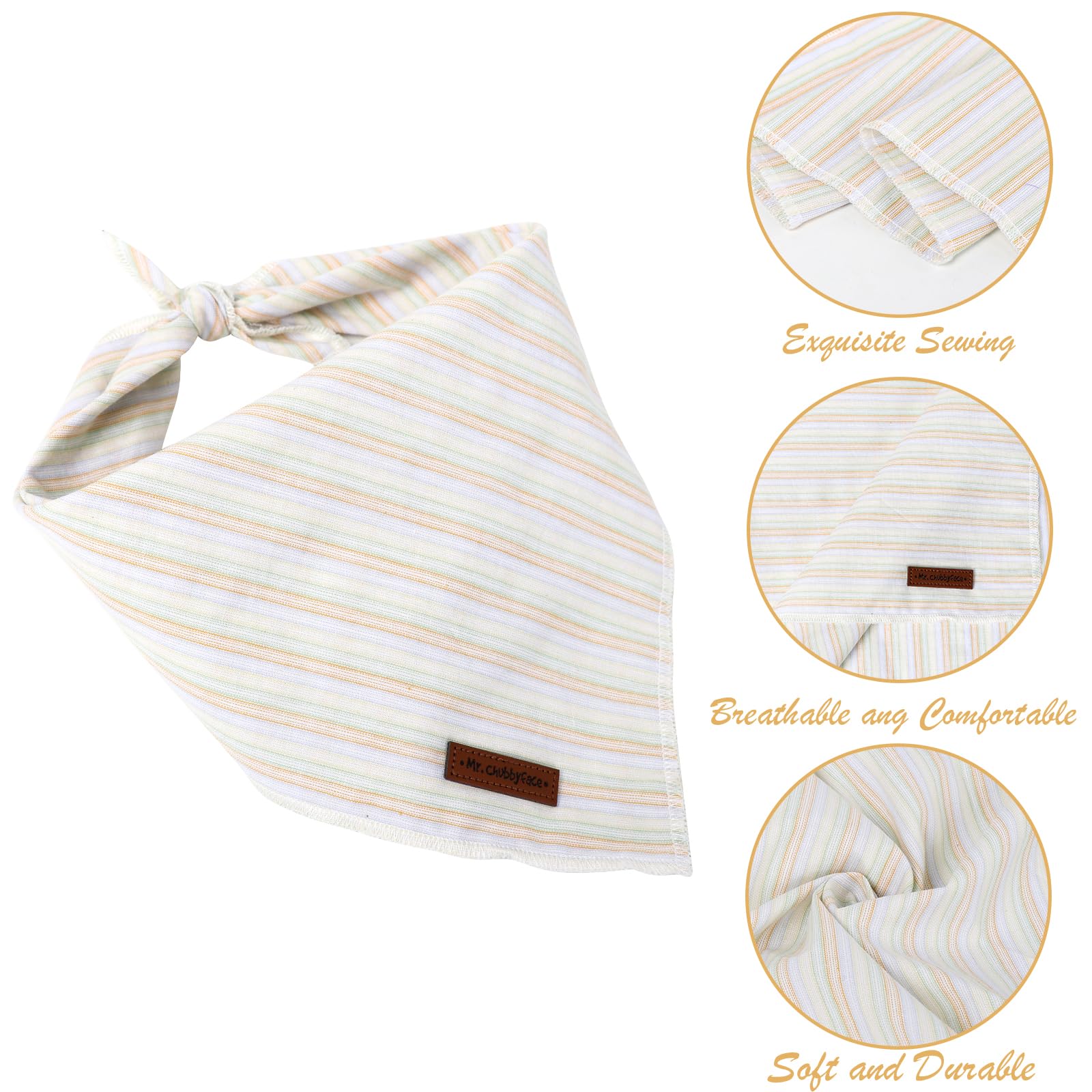 Mr. Chubbyface Macaron Striped Dog Bandanas Reversible Triangle Bibs Scarf Accessories For Dogs Cats Pets Orange And Pink S