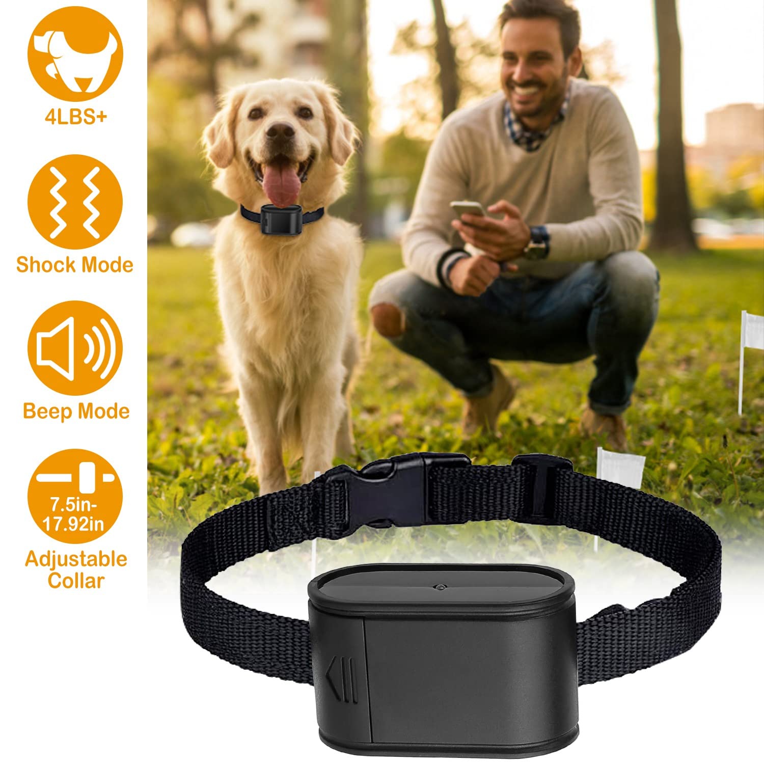Imountek Electric Dog Collar Receiver Anti-Bark Deterrent Training Collar With Beep Shock Modes For Fence System Water Resistant