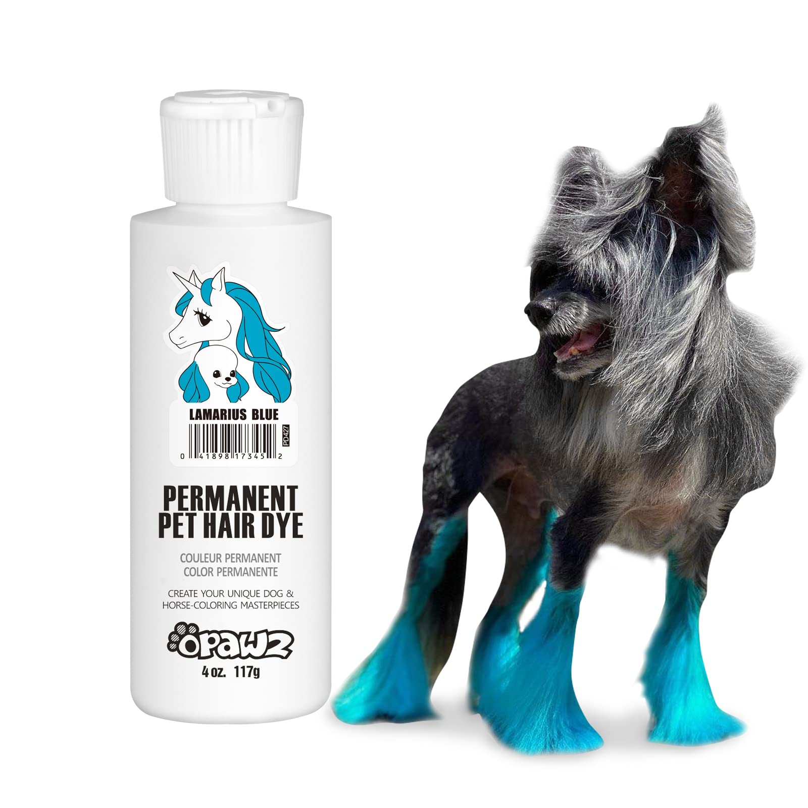 Opawz Permanent Dog Hair Dye, Pet Hair Dye Safely Used By Grooming Salons For A Decade, Pet Safe Dye Lasts Over 20 Washes, Bright Color For Dogs And Horses (Lamarius Blue)