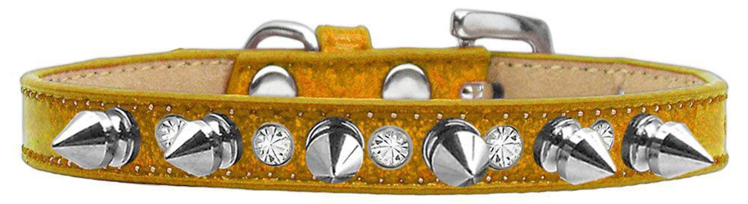 Dog, Puppy and Pet Ice Cream Collar, Crystal & Silver Spikes Orange 16