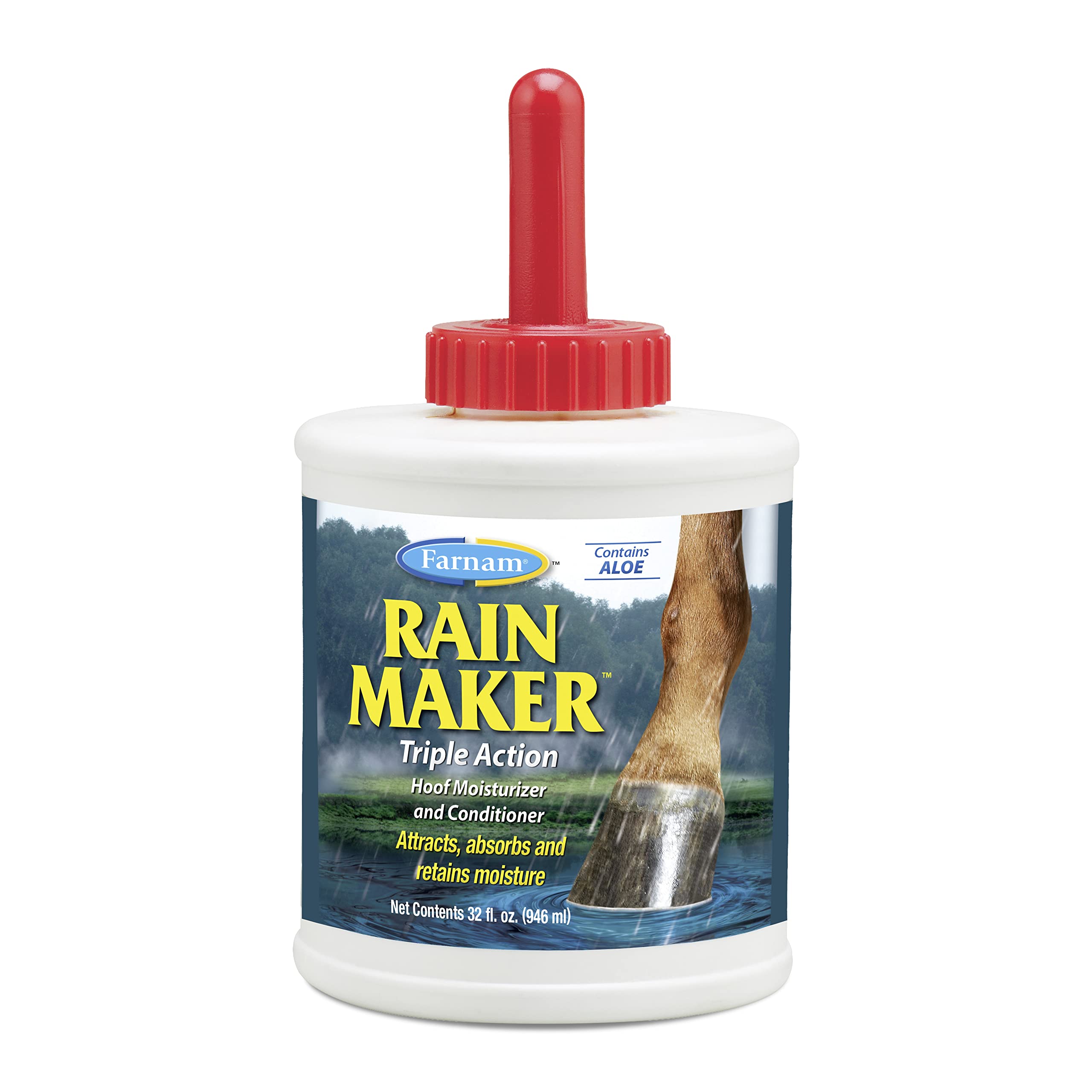 Farnam Rain Maker Triple Action Hoof Oil for Horses Moisturizer and Conditioner, Attracts, Absorbs and Retains Moisture, Contain