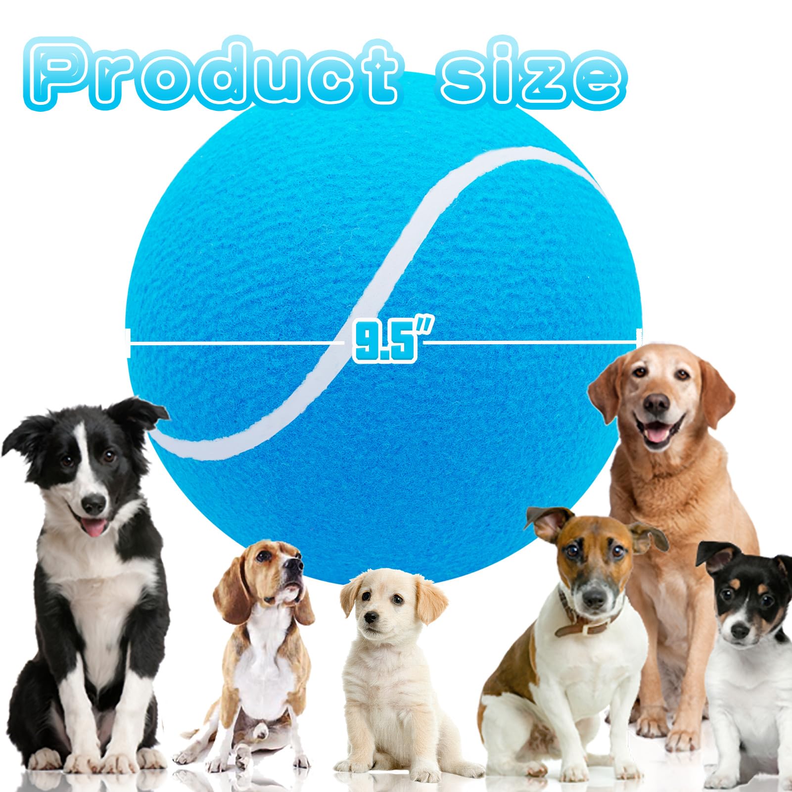 Large Dog Tennis Ball,9.5'' Giant Doy Sport Ball Toy,Pet Birthday Gifts Interactive Dog Toys For Small Medium Large Dog (Sky Blu