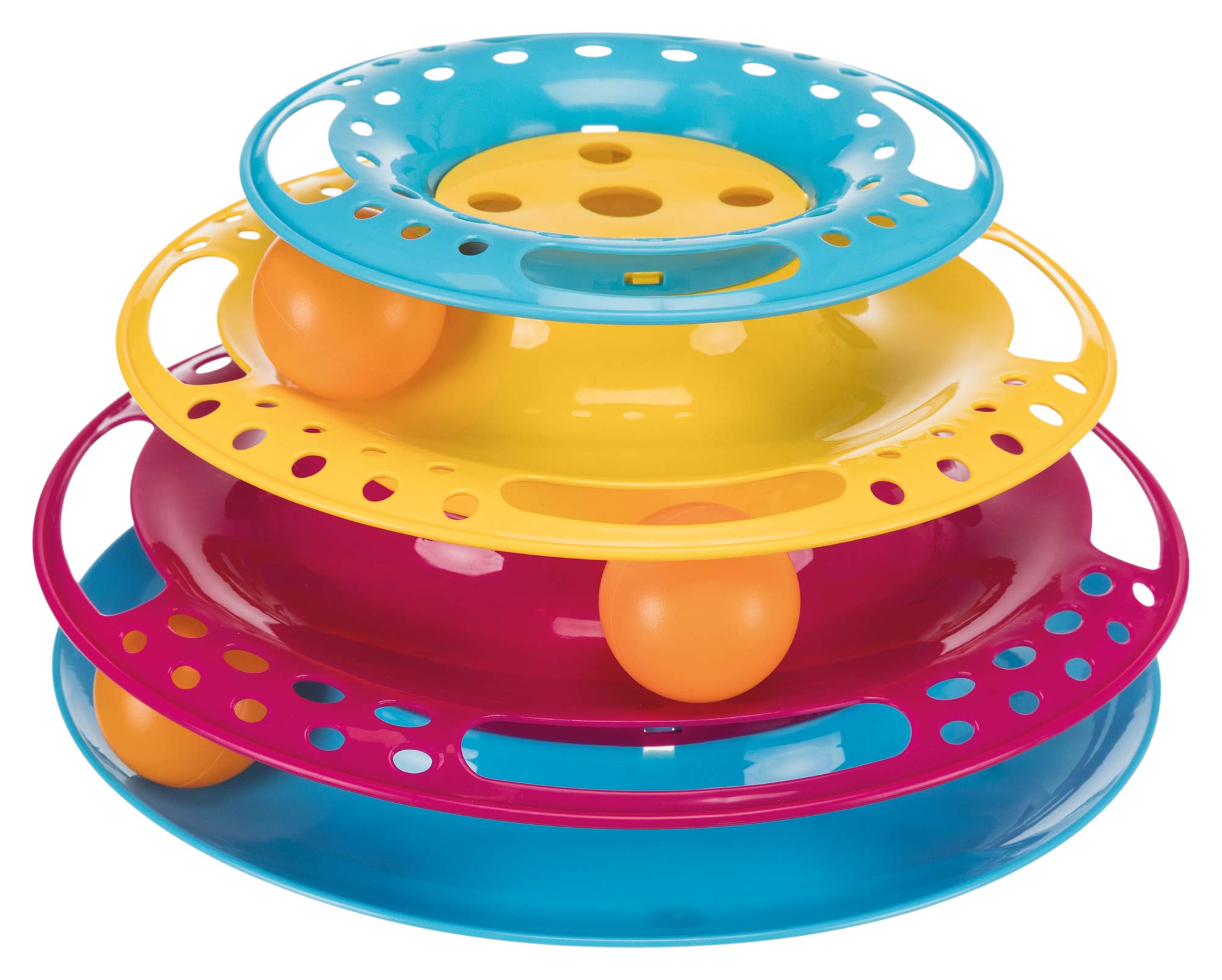 Trixie Cat Toy Circle Tower Ball Track Puzzle Toy | Interactive Plastic Activity Toy For Cats & Kittens, Encourages Hunting Inst