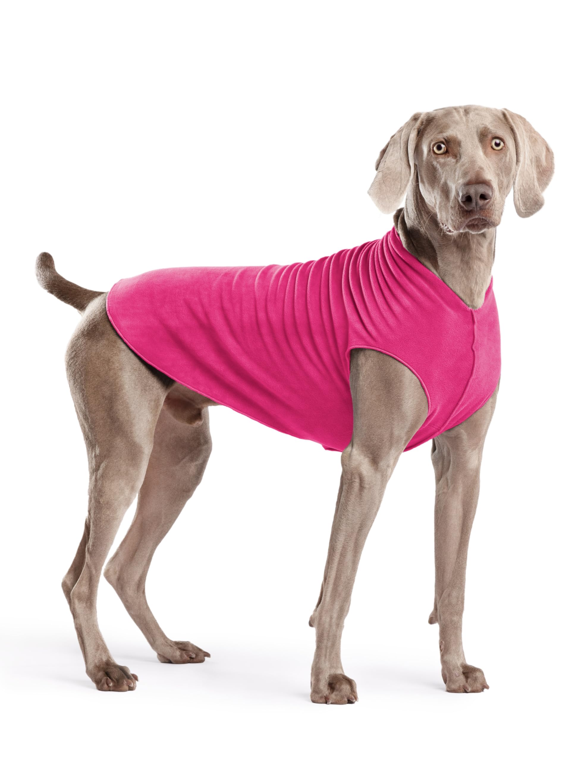 Gold Paw Stretch Fleece Dog Coat, Stretchy Pet Sweater, Machine Washable Pullover For Winter And Fall, Fuchsia, 22