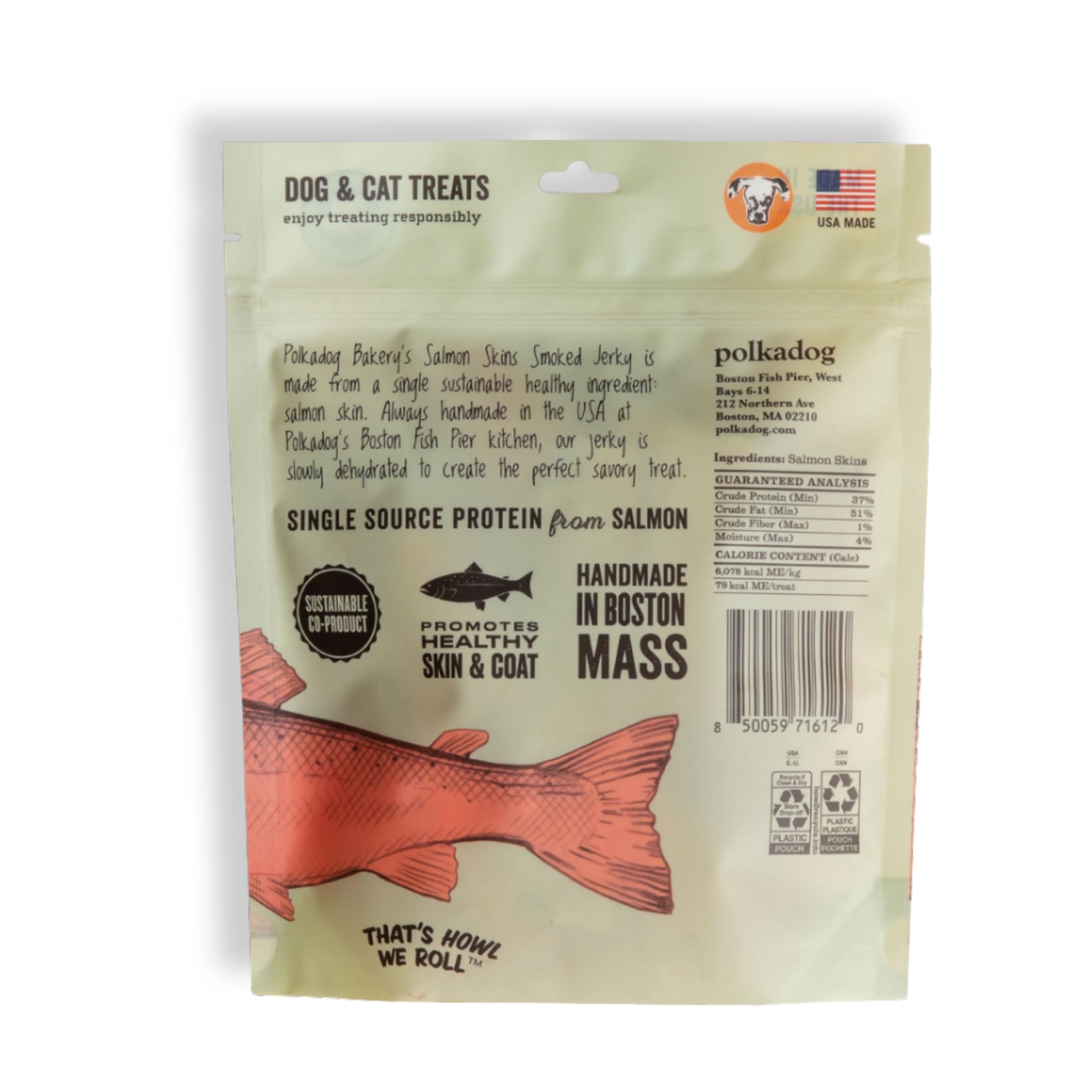 Polkadog Salmon Skins Shorties - All-Natural Dog Treats - Made in USA, Single Ingredient, Omega-3 Rich, Grain-Free & Hypoallerge