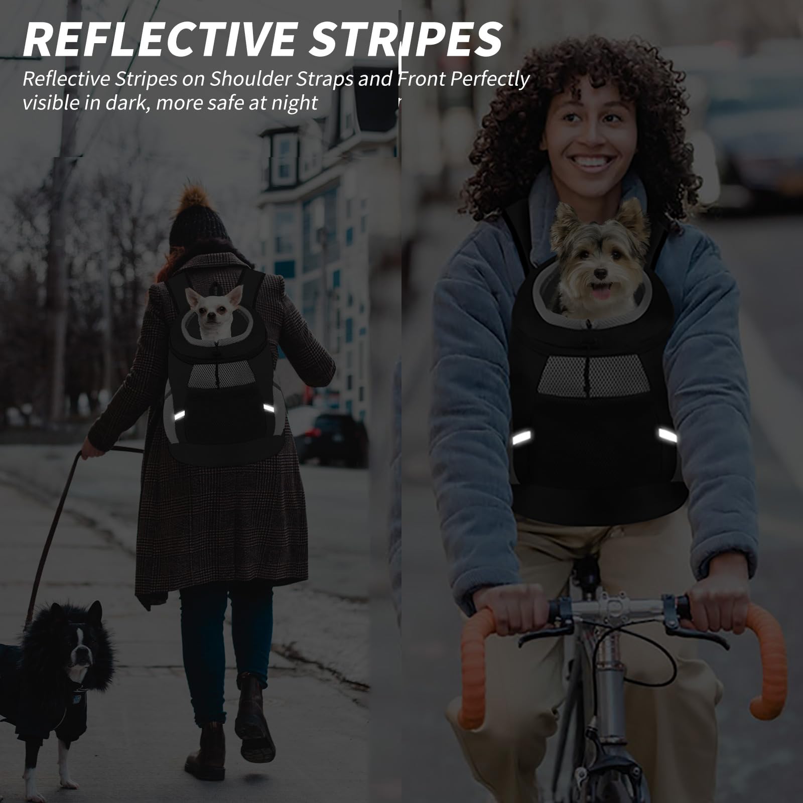 Dog Backpack Carrier, Front Chest Carrier For Cat Small Dogs, Pet Carrying Bag For Travel Hiking Cycling Outdoor Black S (Sugges