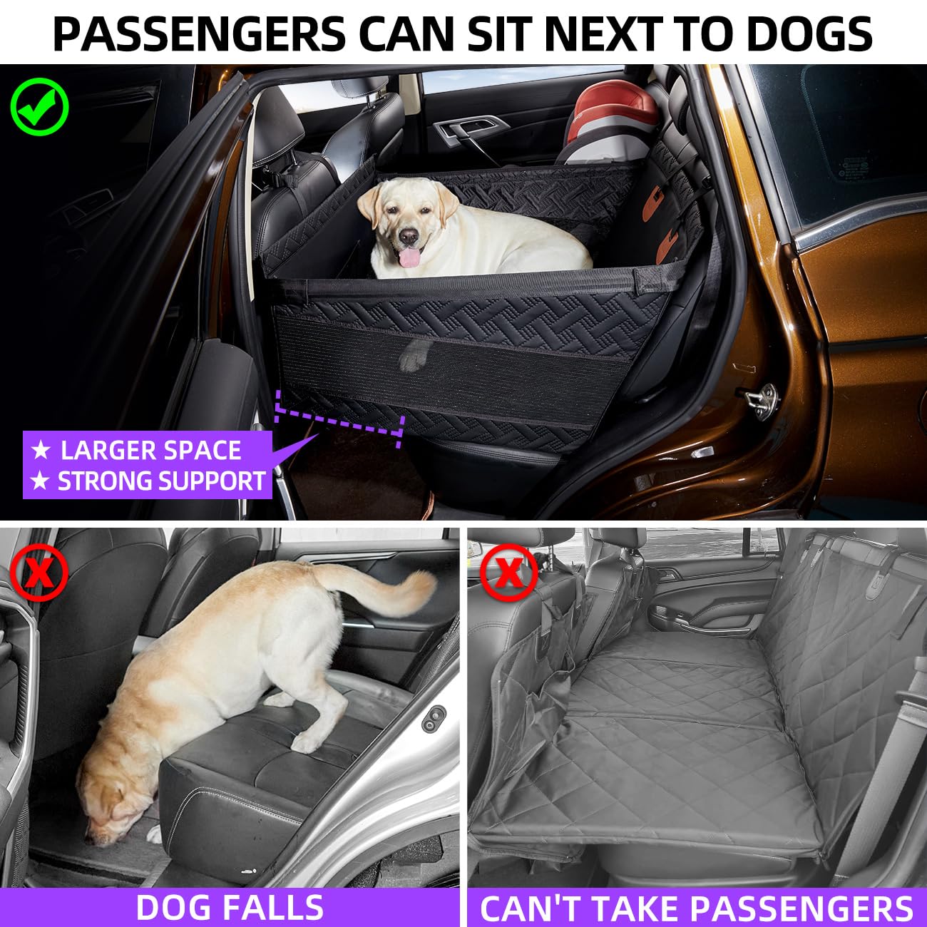 TKYZ Large Dog Car Seat,PU Leather Back Seat Extender for Dogs,Waterproof Dog Seat Cover for Backseat, Pet Bed for Car Hammock
