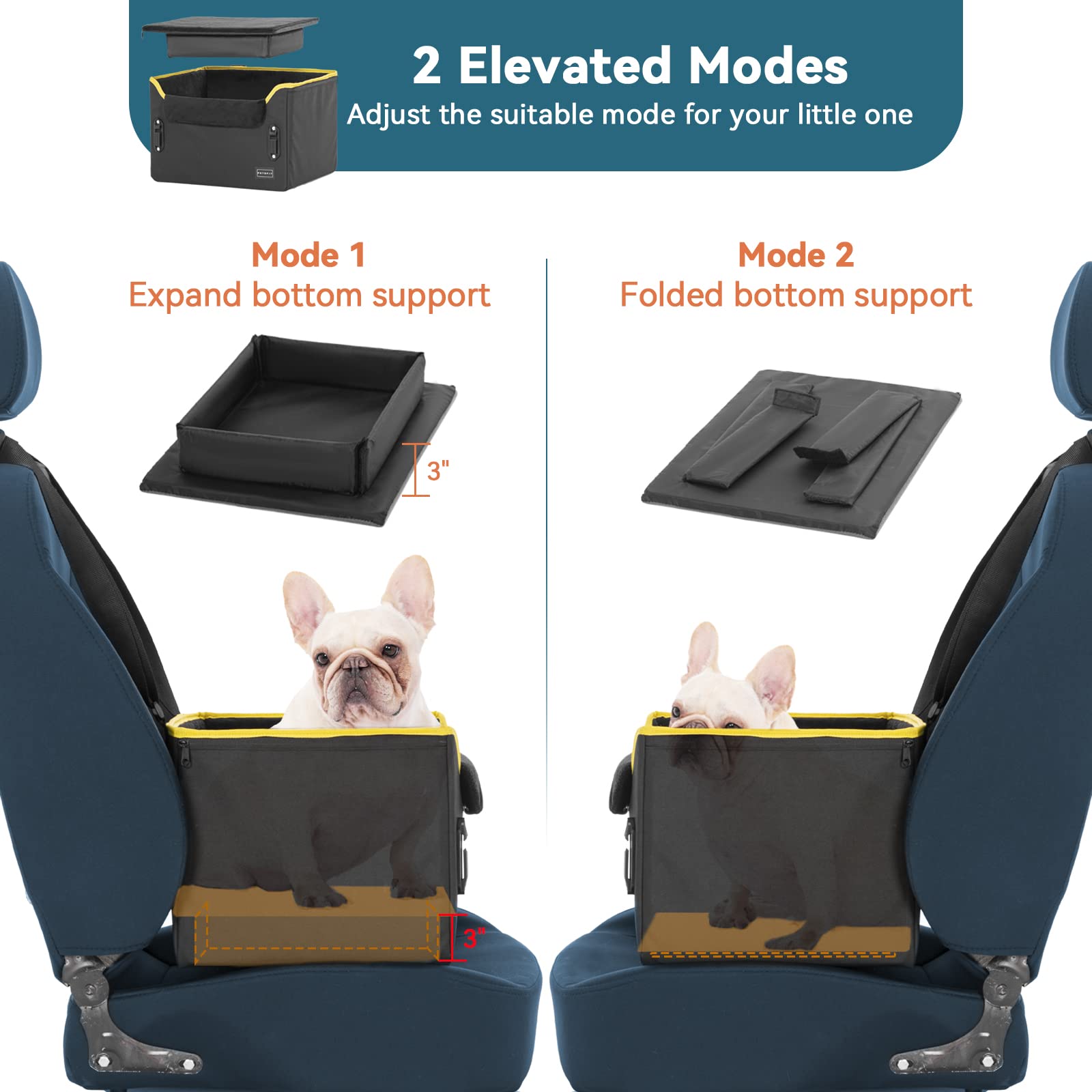 Petsfit Small Dog Car Seat, Portable Car Saet For Dogs With Patent Safe Buckles, Clip-On Leash, Suitable For Small Pets Up To 25