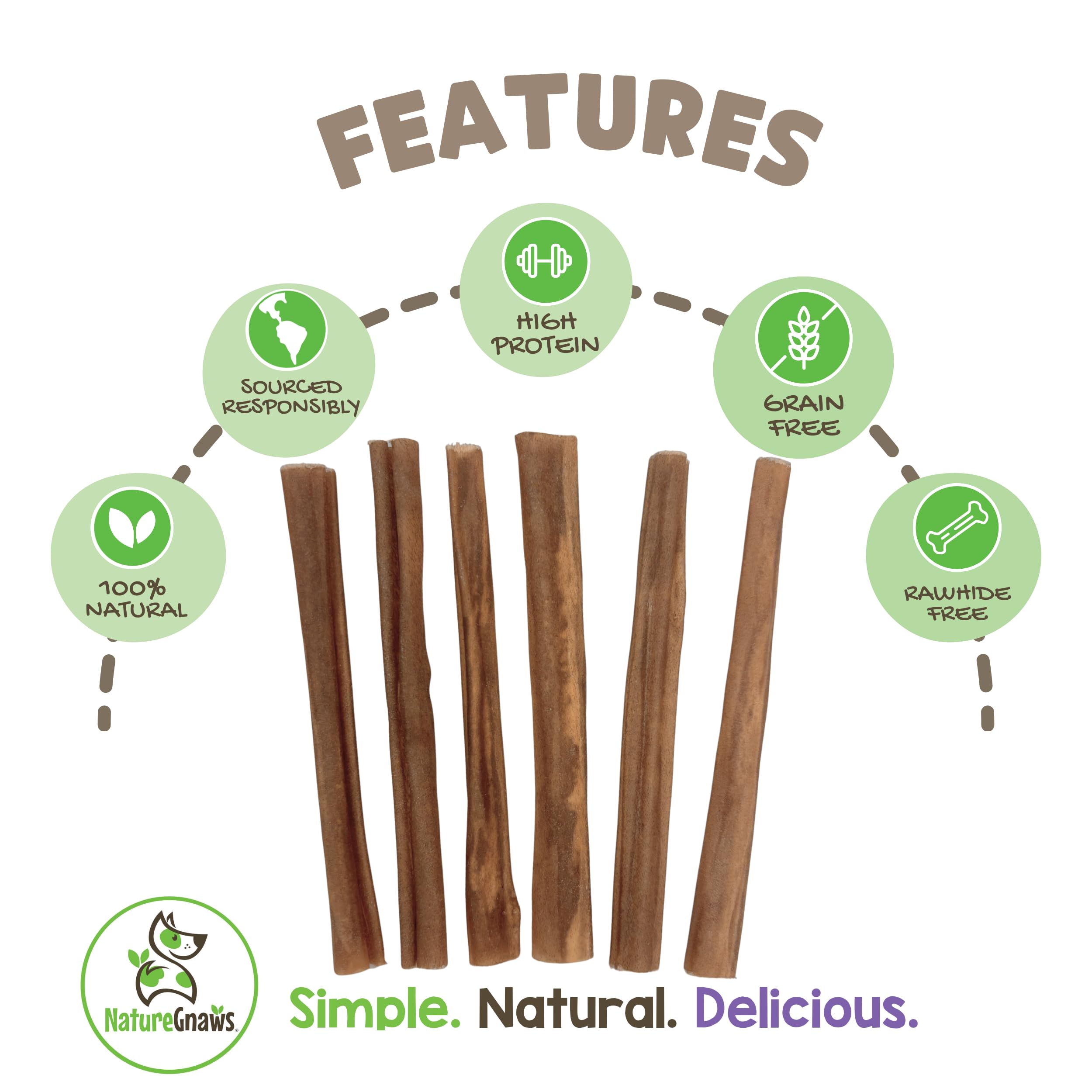 Nature Gnaws Collagen Sticks for Dogs 6 (12 Count) - Long Lasting for Small and Medium Dogs - Natural Beef Hide Dog Chew Bones