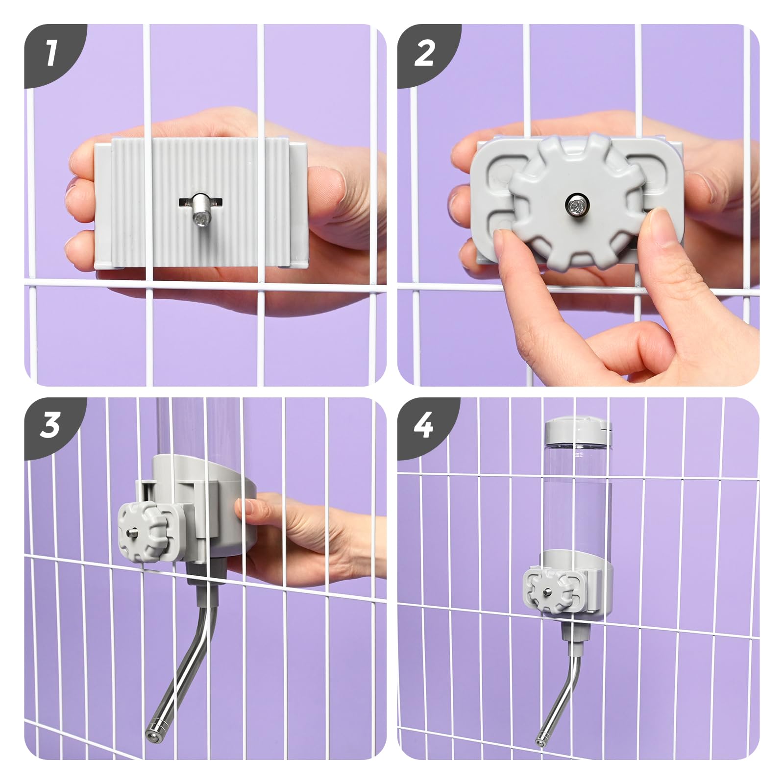 Vannon Top Fill Dog Water Dispenser For Cage, 23Oz Auto Feeding Crate Water Bottle For Dogs, Cats & Rabbits, Pet Nozzle Diameter