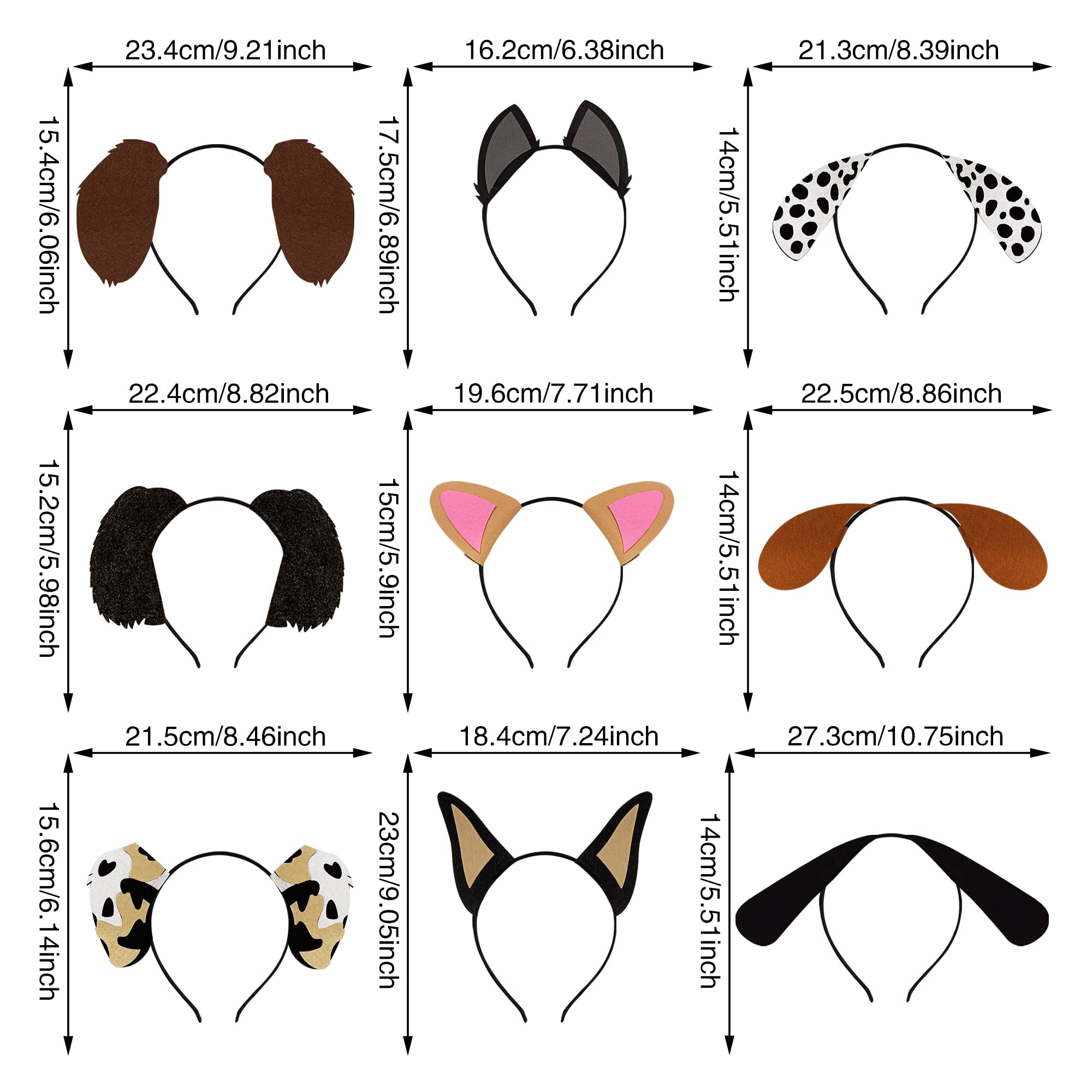 Ppxmeeudc 9Pcs Dogs Ear Headbands For Pet Birthday Party Favors For Costumes Dress-Up Party Supplies