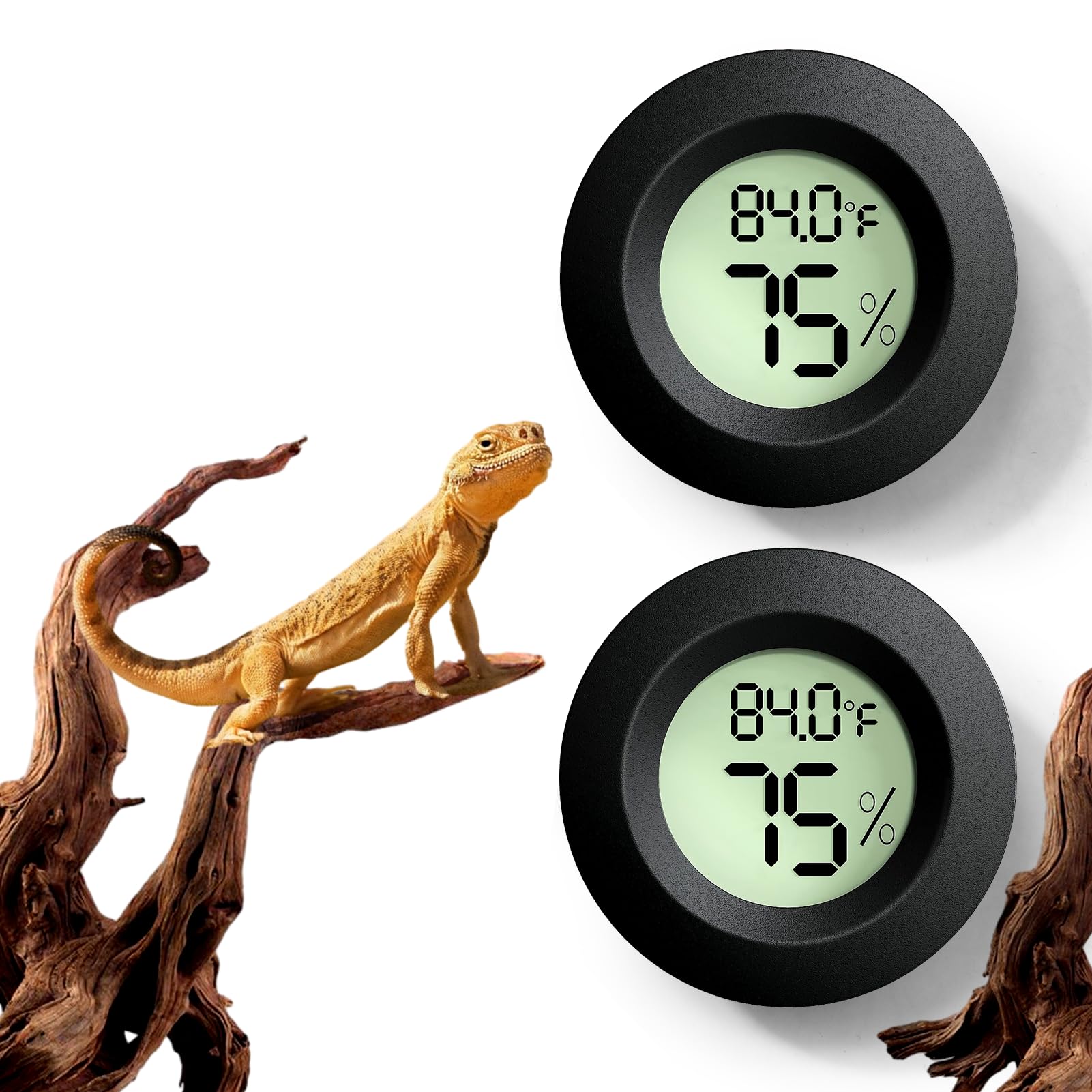 Reptile Tank Accessories, 2 Pcs Reptile Thermometer And Humidity Gauge For Bearded Dragon, Jumping Spider, Leopard Gecko, Hermit