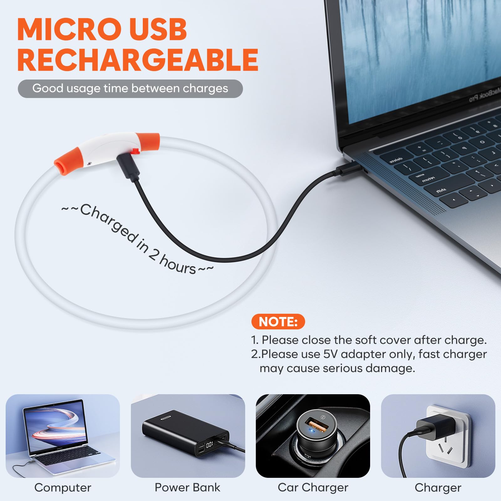 Domagiker Lighted Dog Collar - Waterproof Puppy Collar Light Rechargeable, High Visibility Glowing Dog Lights For Night Walking