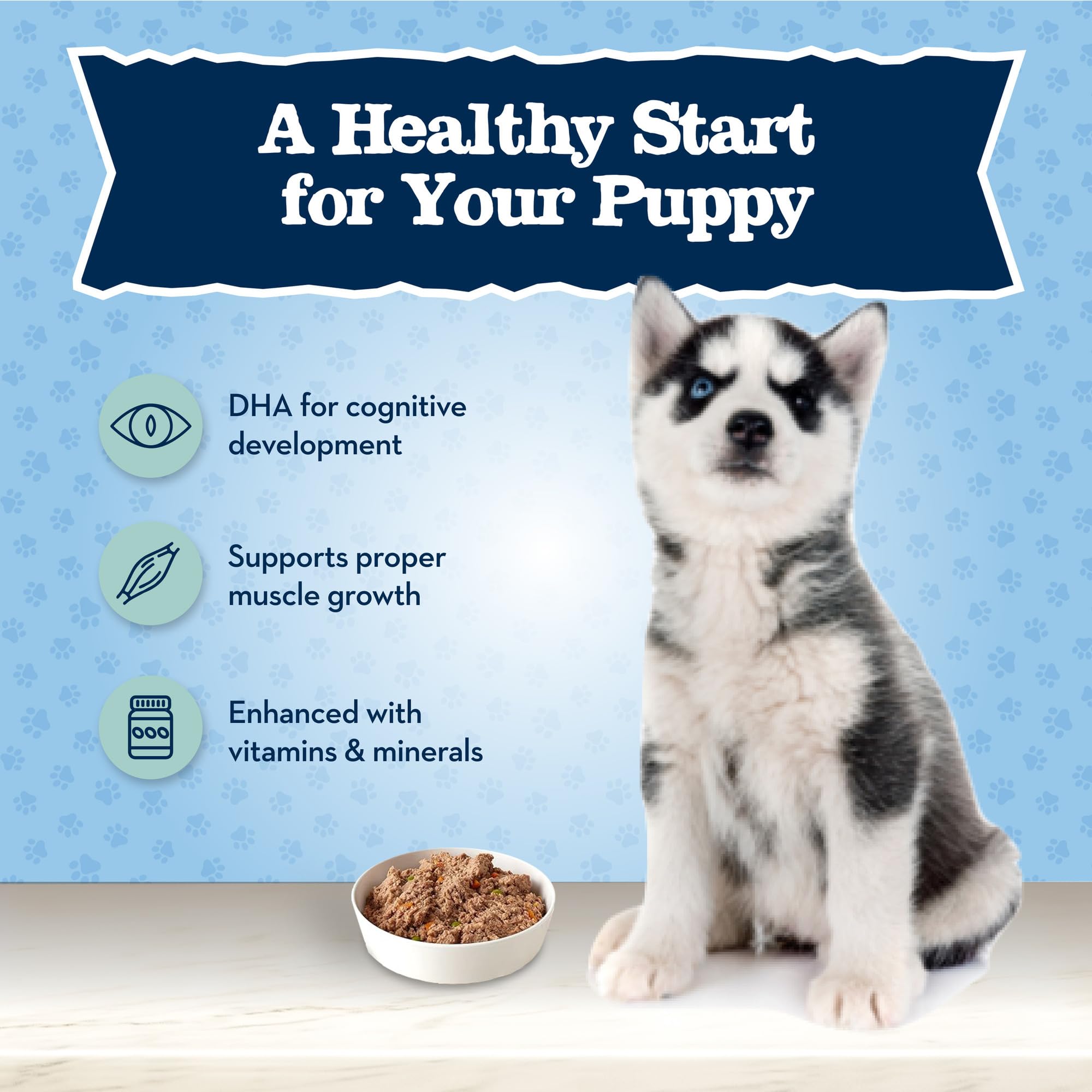 Blue Buffalo Baby BLUE Natural Wet Food for Puppies, Healthy Growth Formula with DHA, Turkey & Vegetable Recipe, 12.5-oz. Cans,