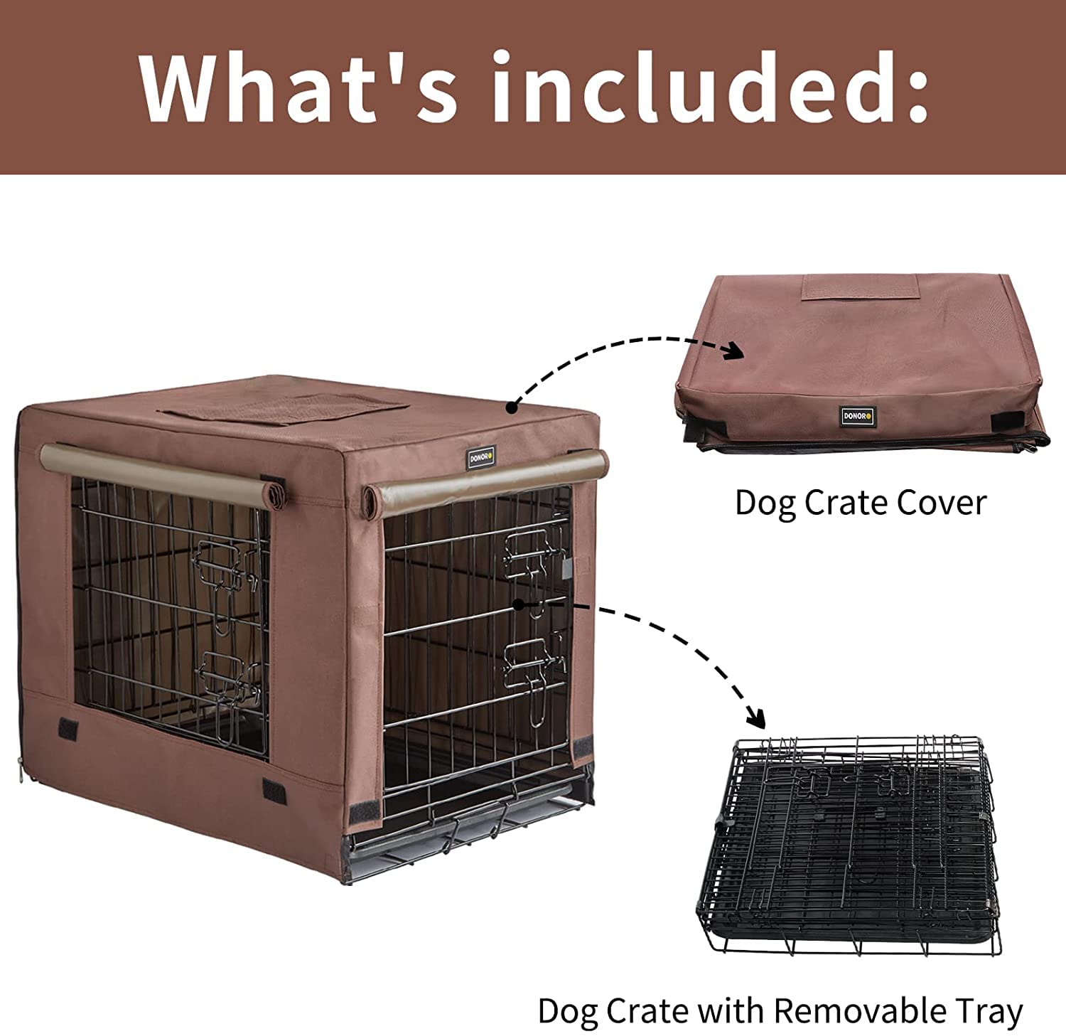 Donoro Dog Crates For Small Size Dogs Indoor Double Door Dog Kennels & Houses For Puppy And Cats, Collapsible Metal Contour Dog