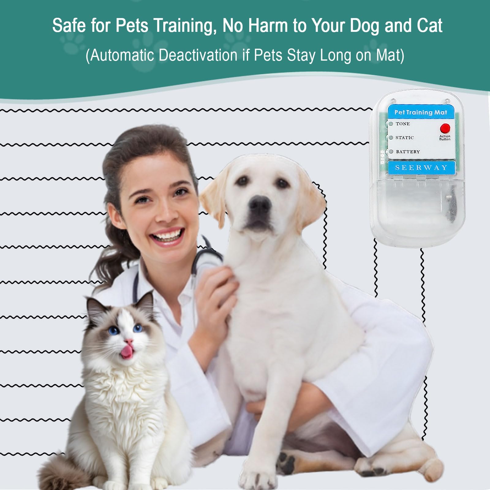 Seerway Scat Pet Shock Mat Indoor, Safe Shock Training Pads For Dogs And Cats, Electric Repellent Mat Keeps Pets Off Couch, Sofa