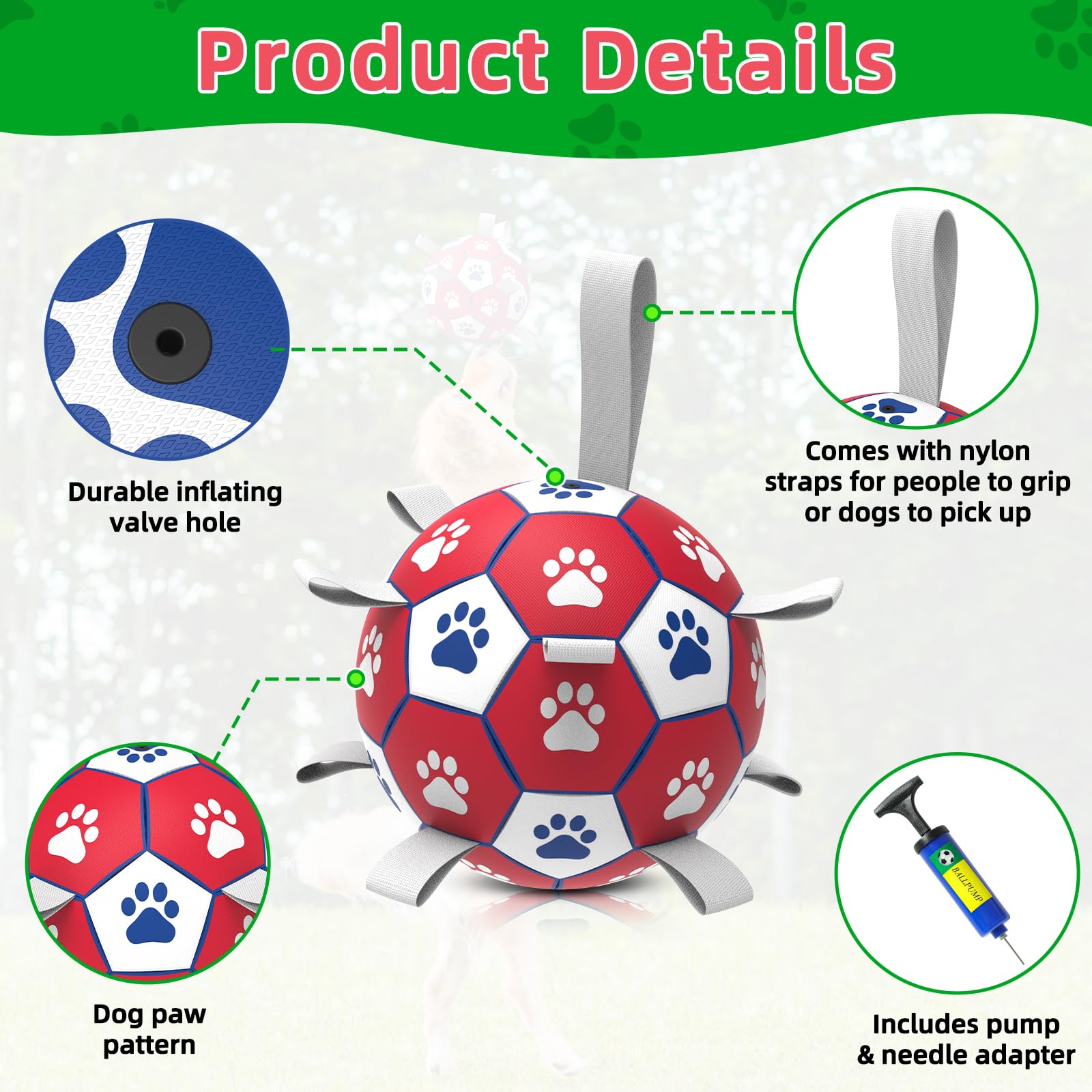Large Dog Toys Dog Soccer Ball With Straps Dog Balls For Indoor Outdoor Gift For Birthday For Extra Large Dog Interactive Dog To