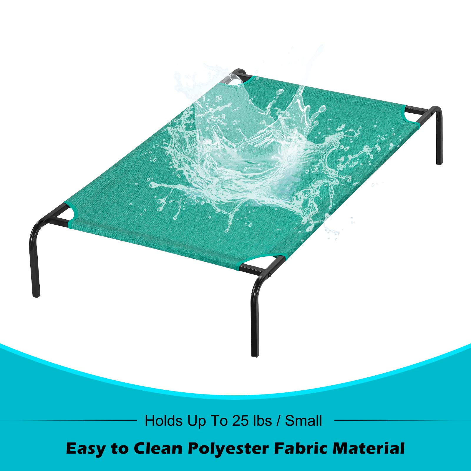 Oyeal Small Dog Cot, Elevated Pet Bed For Cats & Dogs, Cooling, Portable Pet Mat, Indoor Outdoor, Lightweight, Green, 27Kg Weight Capacity