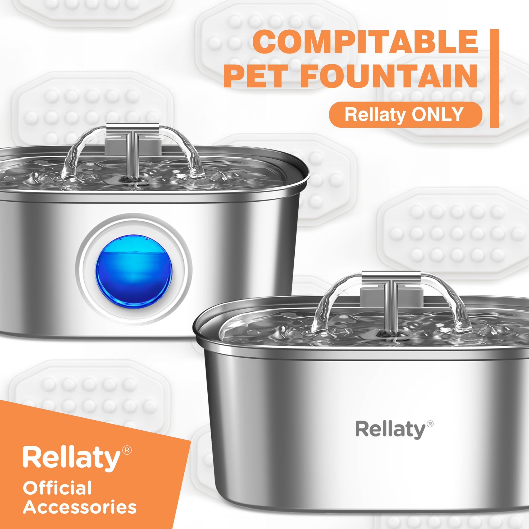 Rellaty Cat Water Fountain Filters & Pre-Filter Sponges, 3.2L, White, Resin