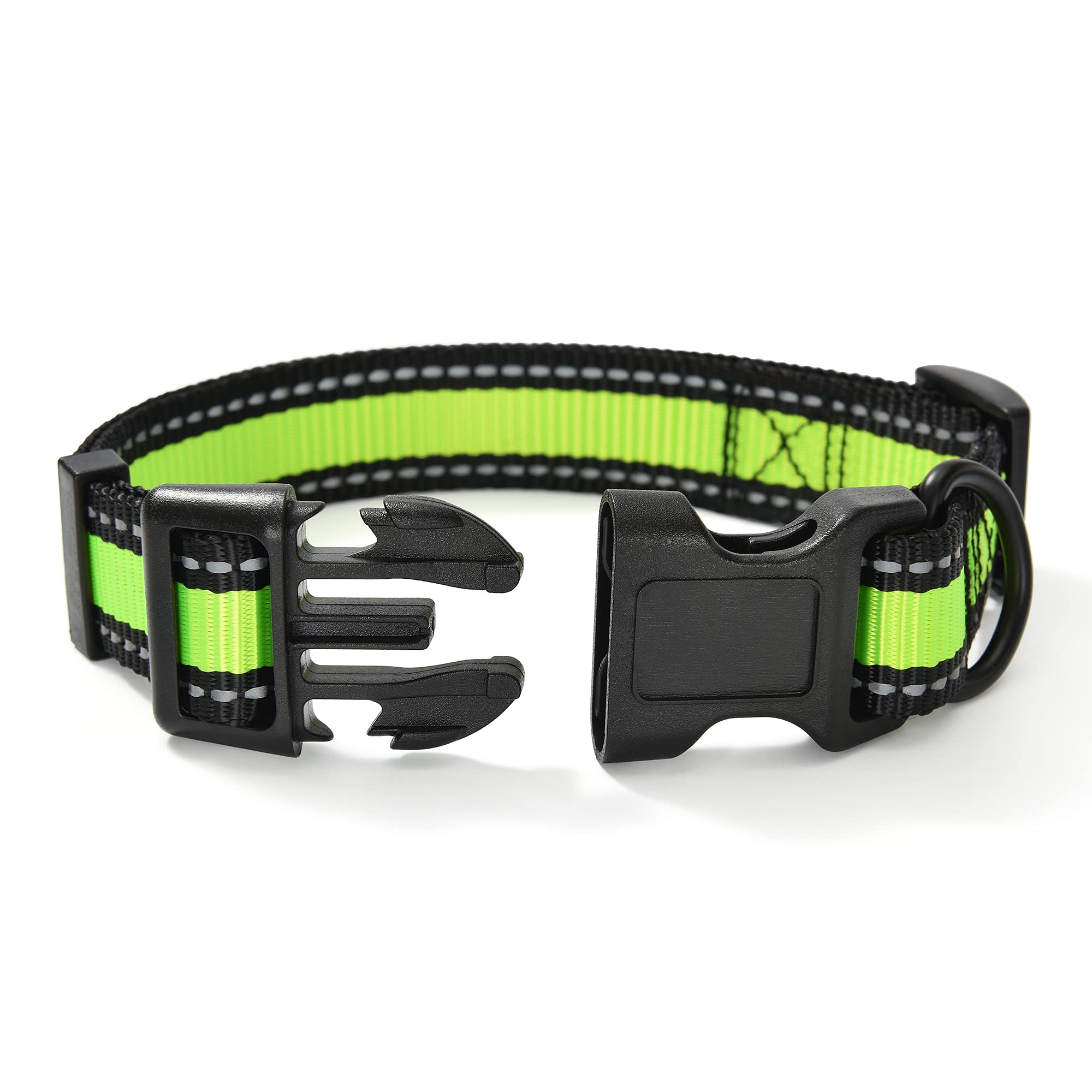Mile High Life Dog Collar | Nylon Reflective Dog Collars | Light Weight Puppy Collars | Lime Green Dog Collars For Medium Dogs (