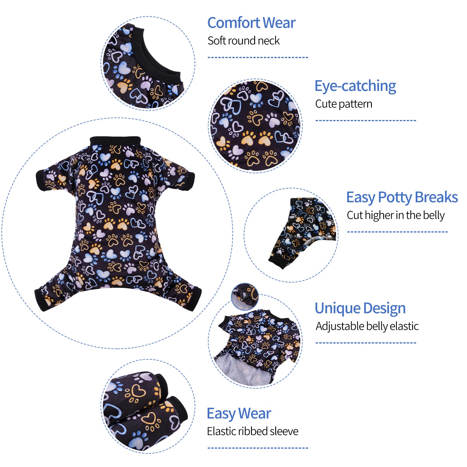 Cutebone Footprints Of Love Dog Pajamas Soft Puppy Pjs For Small Dogs P220L