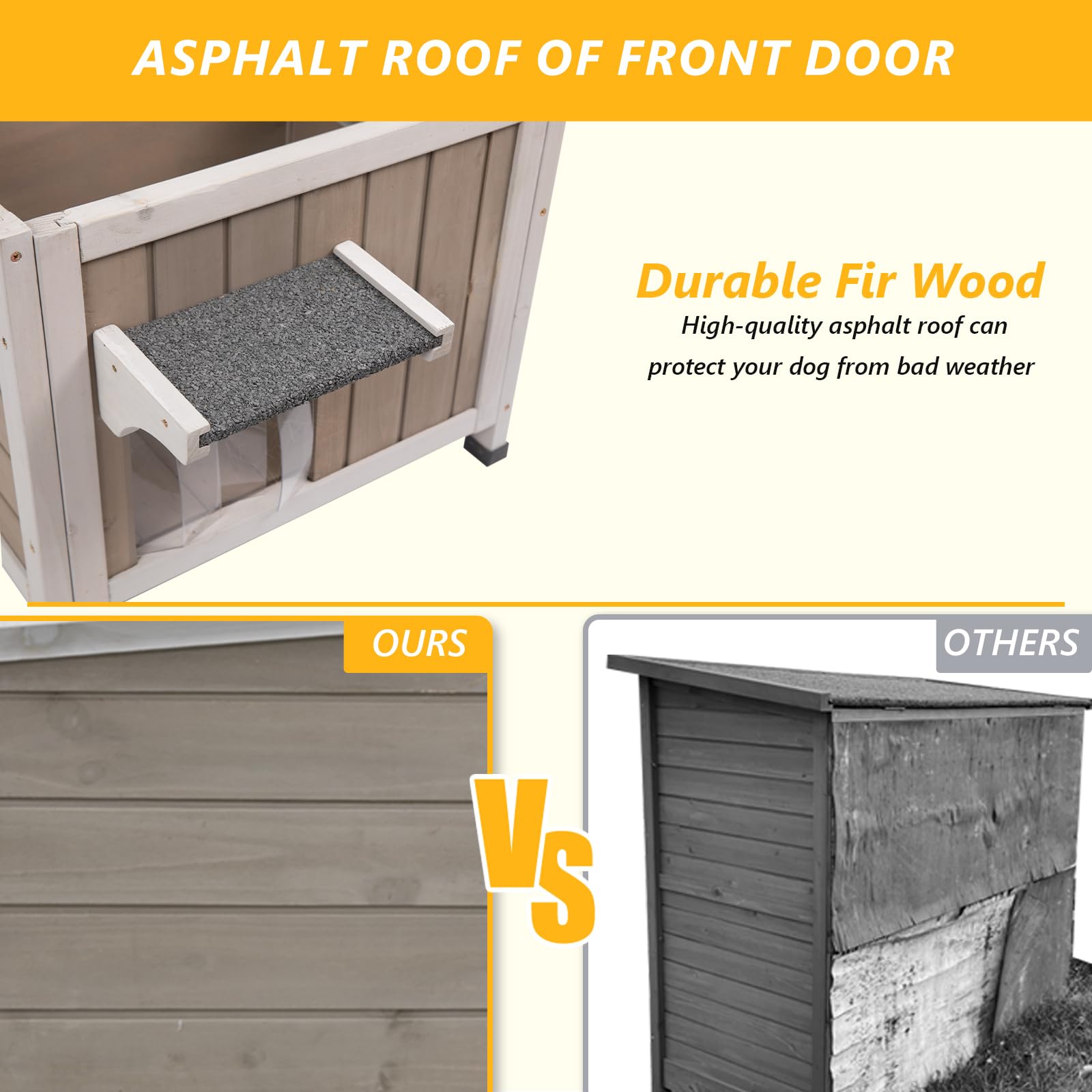 Gowoodhut Insulated Cat House, 22.44" L, Weatherproof Foam Shelter, Grey, Model PET18, 2 Escape Doors for Winter Cats