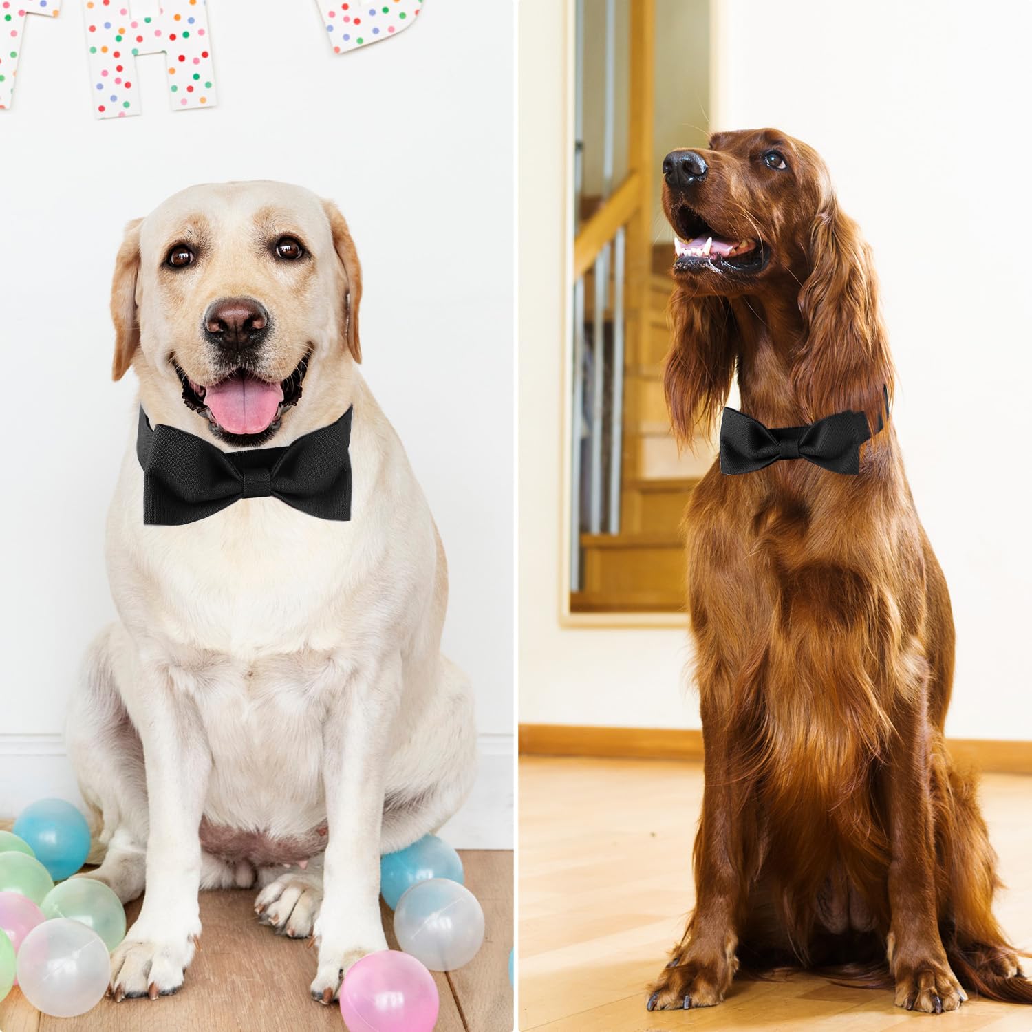 Segarty Dog Bowtie, Adjustable Black Bowtie Collar For Large Dogs, Durable Dog Neck Tie Tuxedo Comfortable Cotton Boy Pets Bows