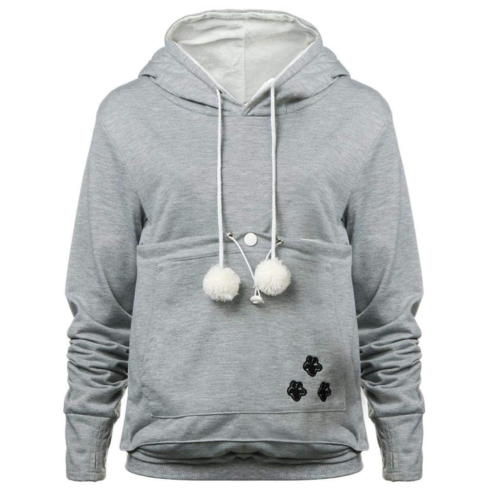Yyw Womens Pet Hoodies Pullover Sweatshirt Oversized Cat Hoodies Pet Holder Cat Dog Pouch Carriers (Gray,Medium)