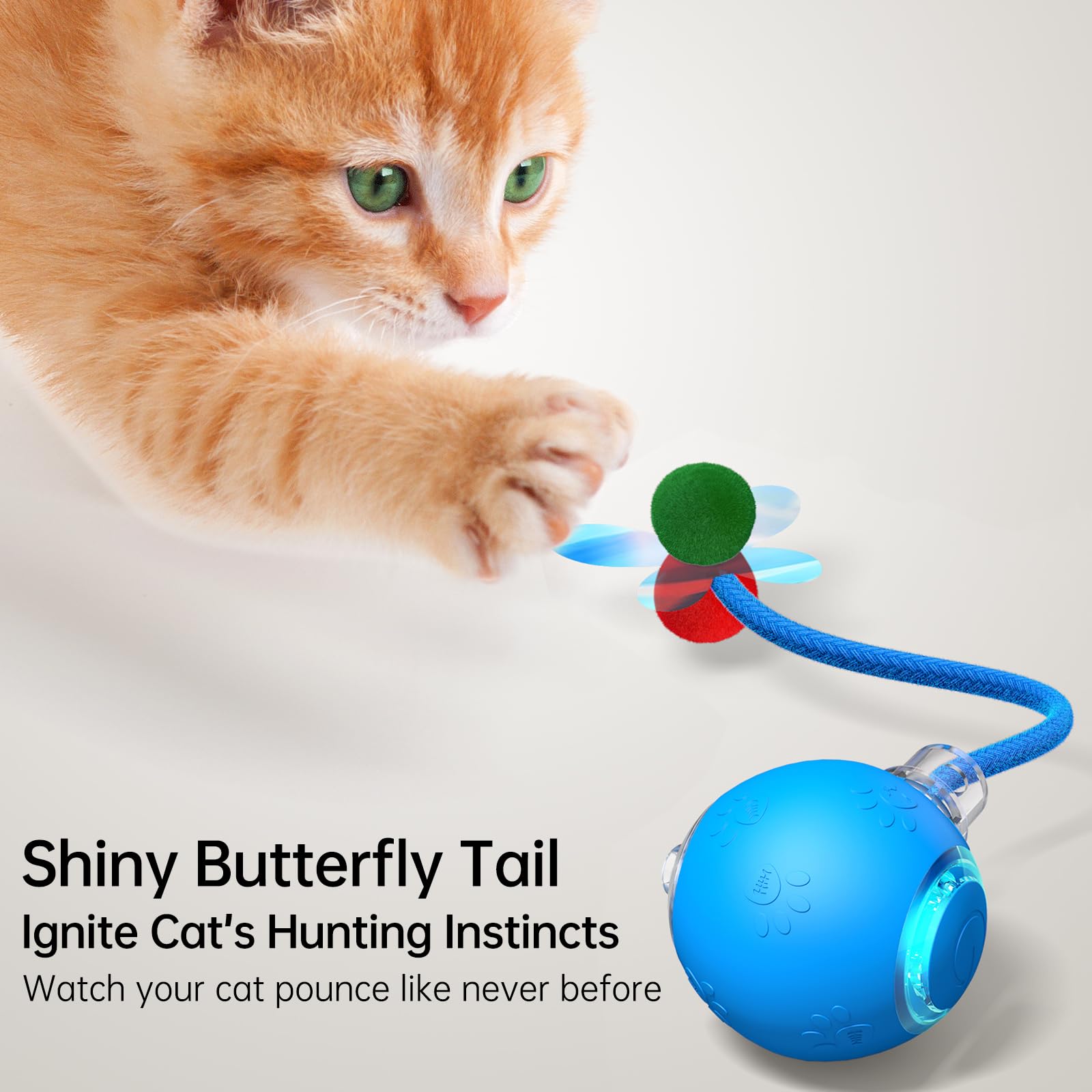 Teeche Interactive Cat Toy Ball- 2025 Smart Rolling Cat Toy With Shiny Tail, Motion Activated Boredom Relief For Indoor Cats, Us