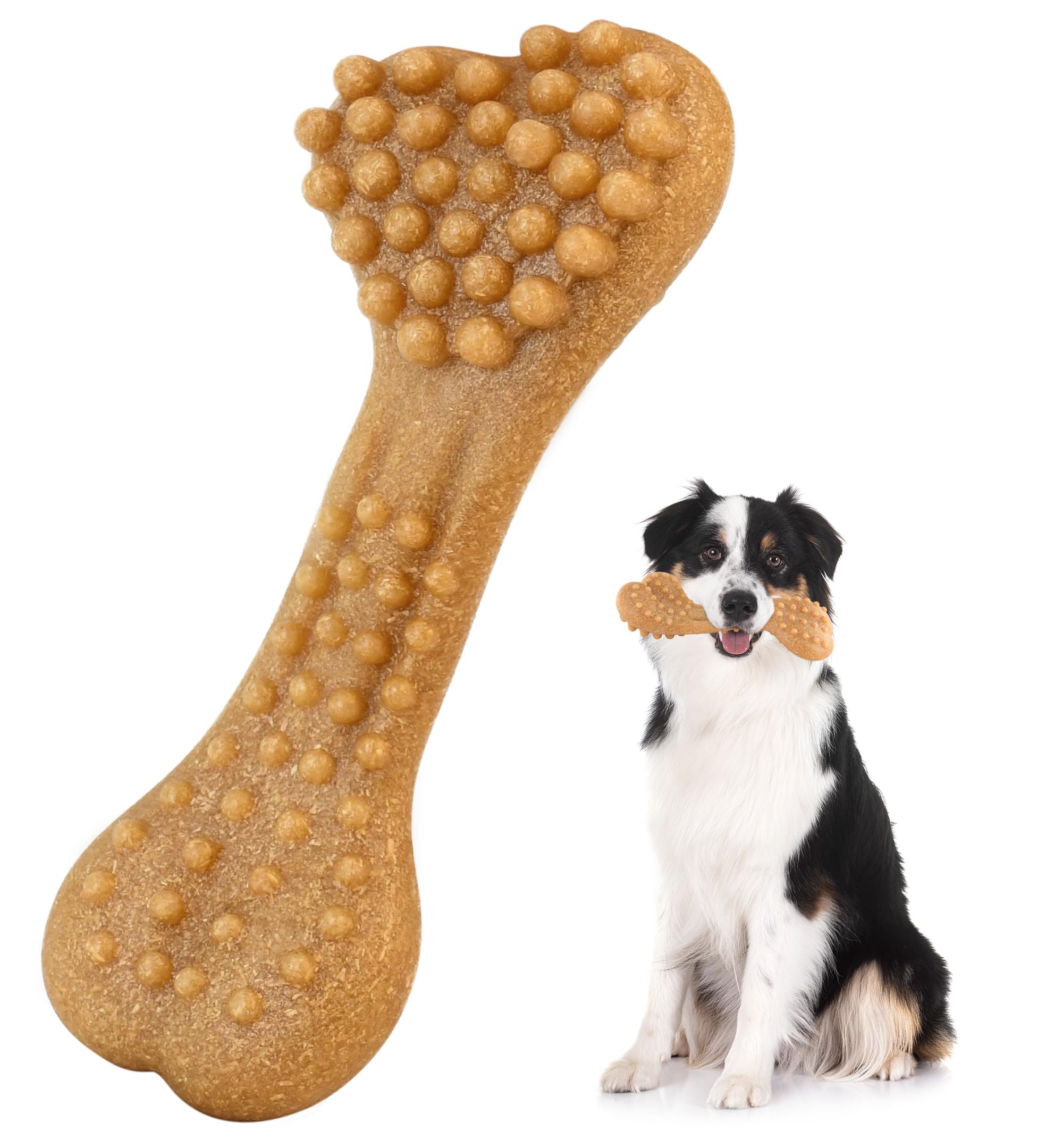 Iptpas Durable Dog Chew Toy For Aggressive Chewers, Tough Tpr Bone-Shaped Dental Toy For Teeth Cleaning, Anxiety Relief, And Bor