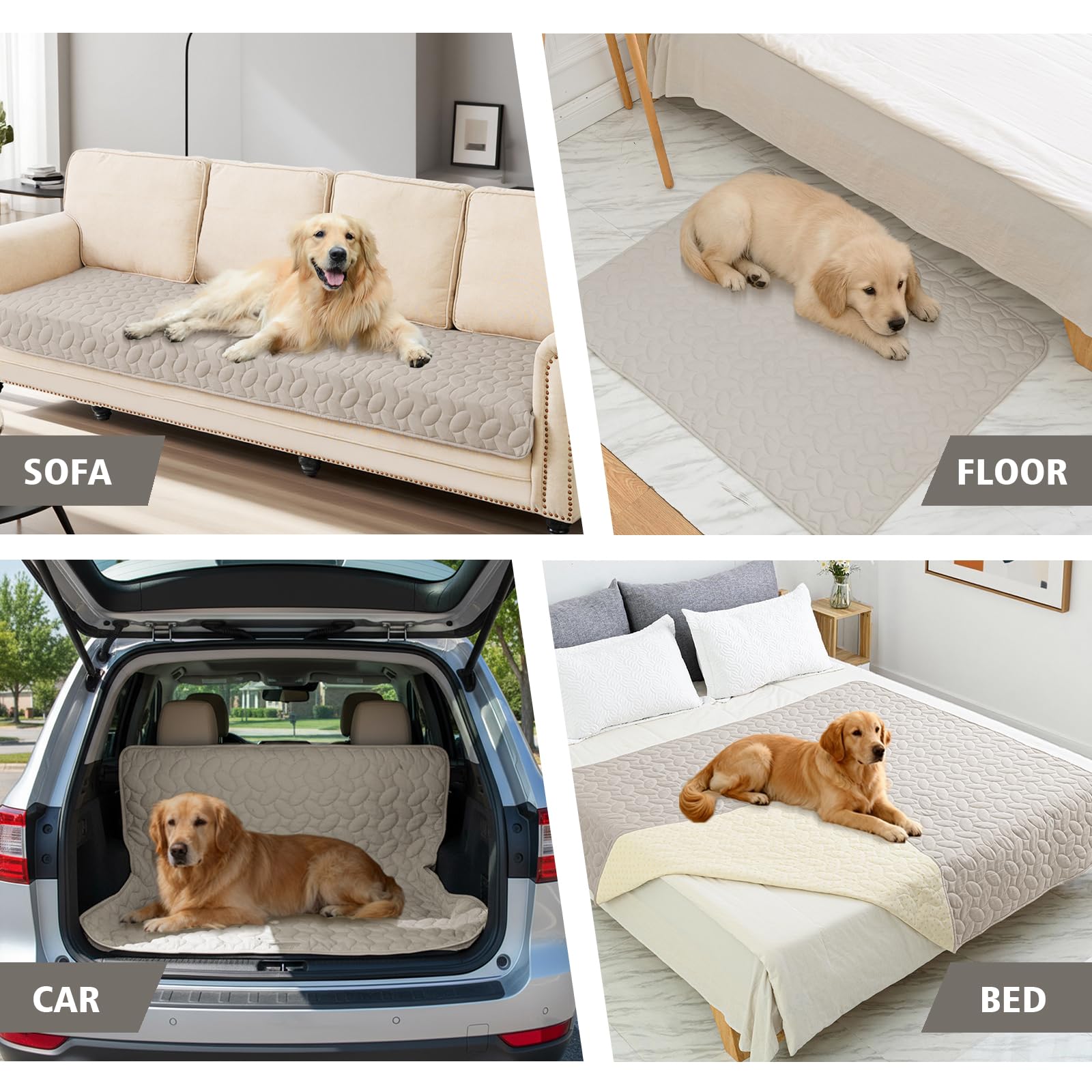 Ameritex Waterproof Pet Bed Cover Anti-Slip Dog Bed Blanket for Sofa and Furniture Waterproof New Pattern Design (Khaki, 82x82 I