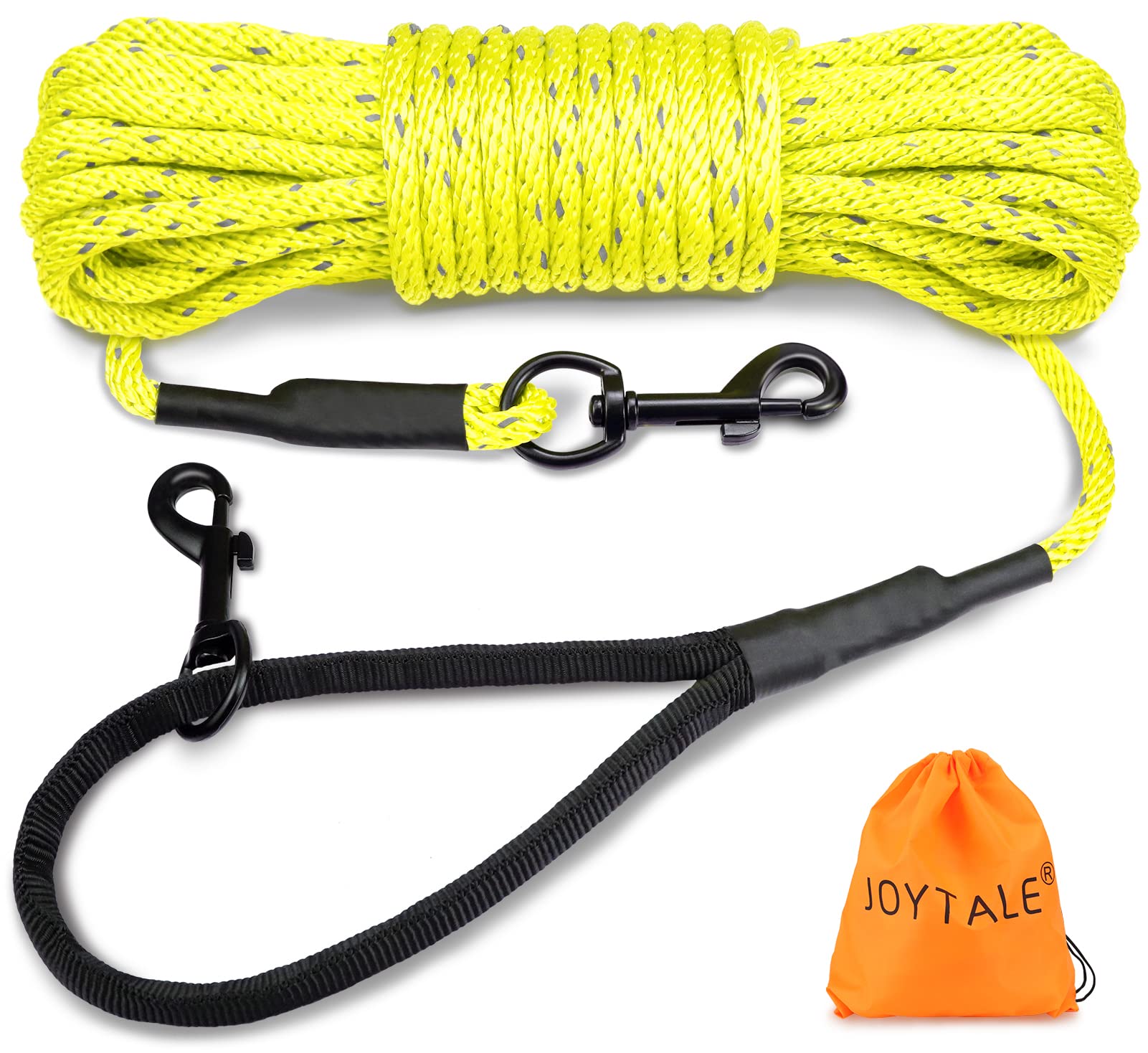 Joytale Long Dog Training Leash, 15 Ft Tie Out Rope Check Cord Dogs Leashes With Padded Handle, Reflective Recall Lead For Puppy And Small Dogs, Yellow