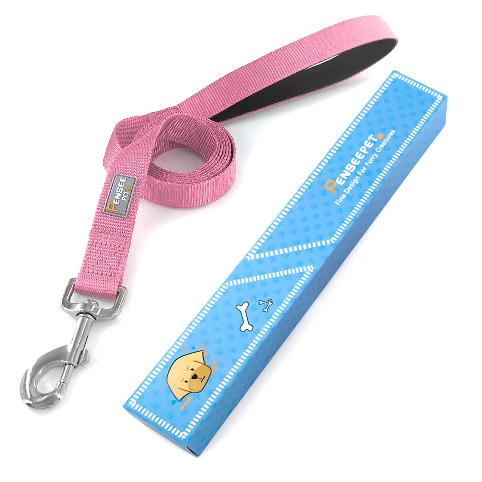 Penseepet Basic Dog Leashes 6 Ft Padded Handle Nylon Dogs Leashes For Small Dogs Pink