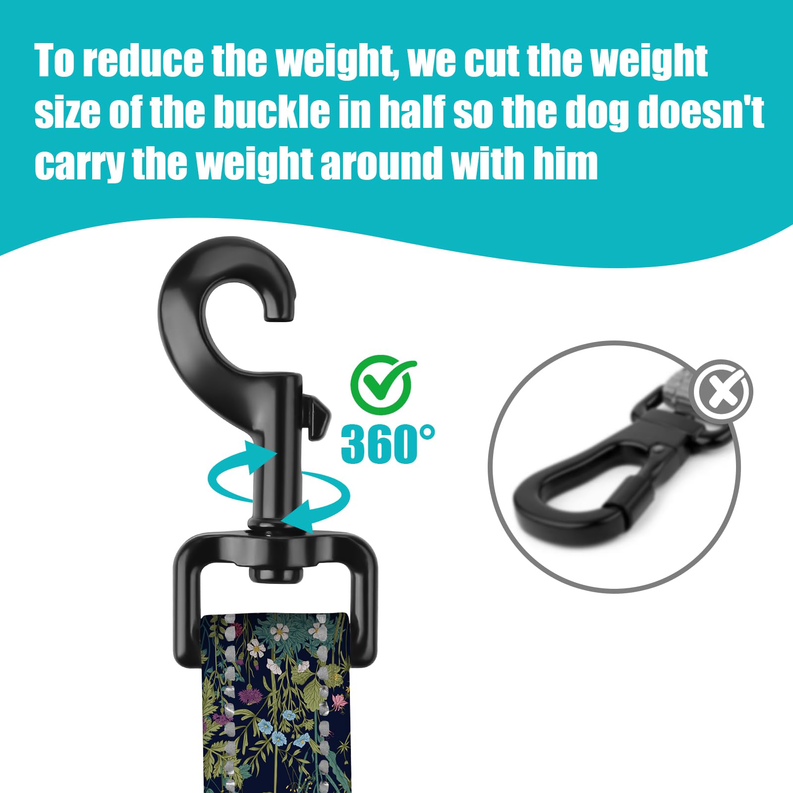 Short Dog Leash With Reflective Nylon Padded Handle - Ideal For Training And Control Of Large And Medium Dogs (Black Grass)