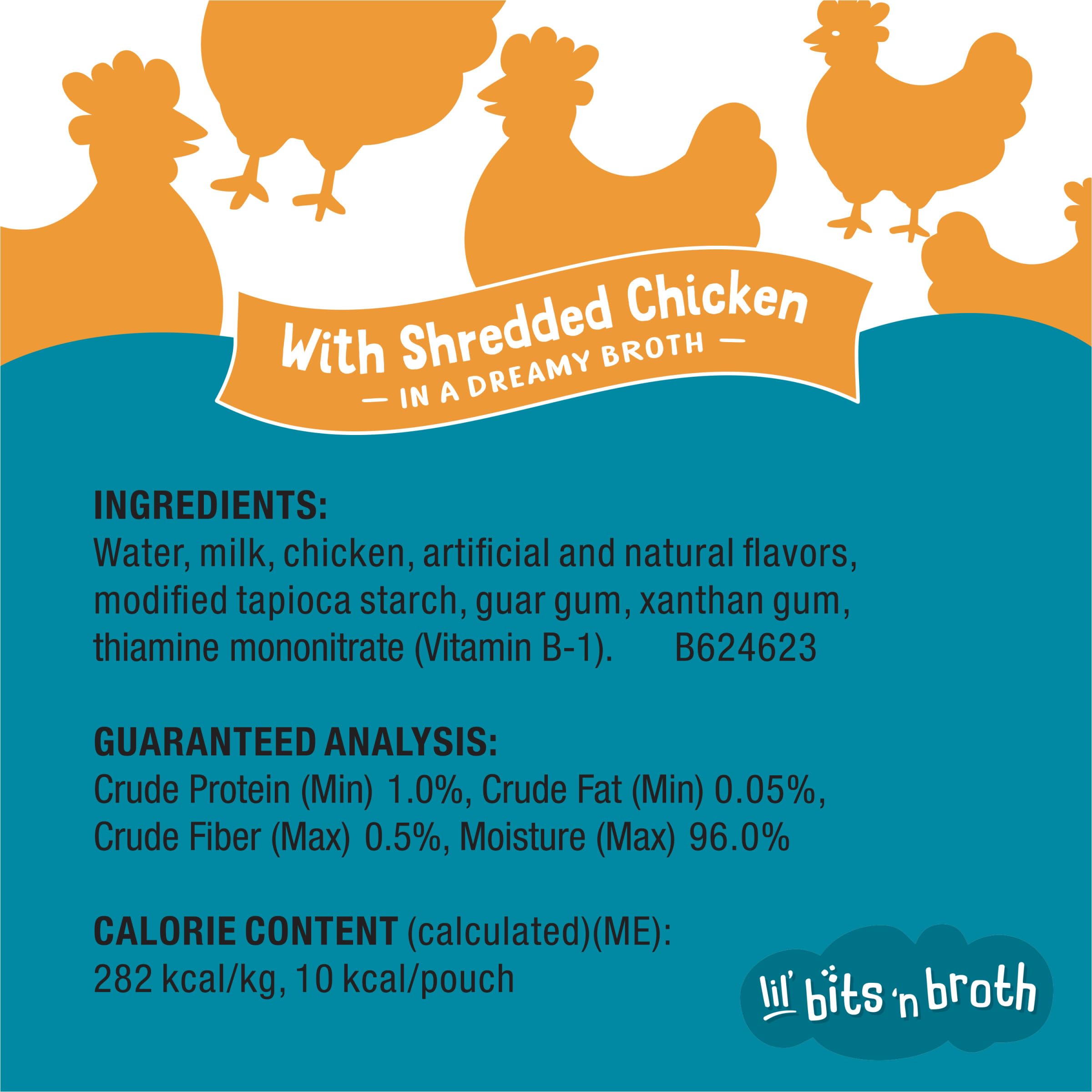 Purina Friskies Lickable Cat Treats Bits n Broth With Shredded Chicken in a Dreamy Broth - (Pack of 16) 1.2 oz. Pouches