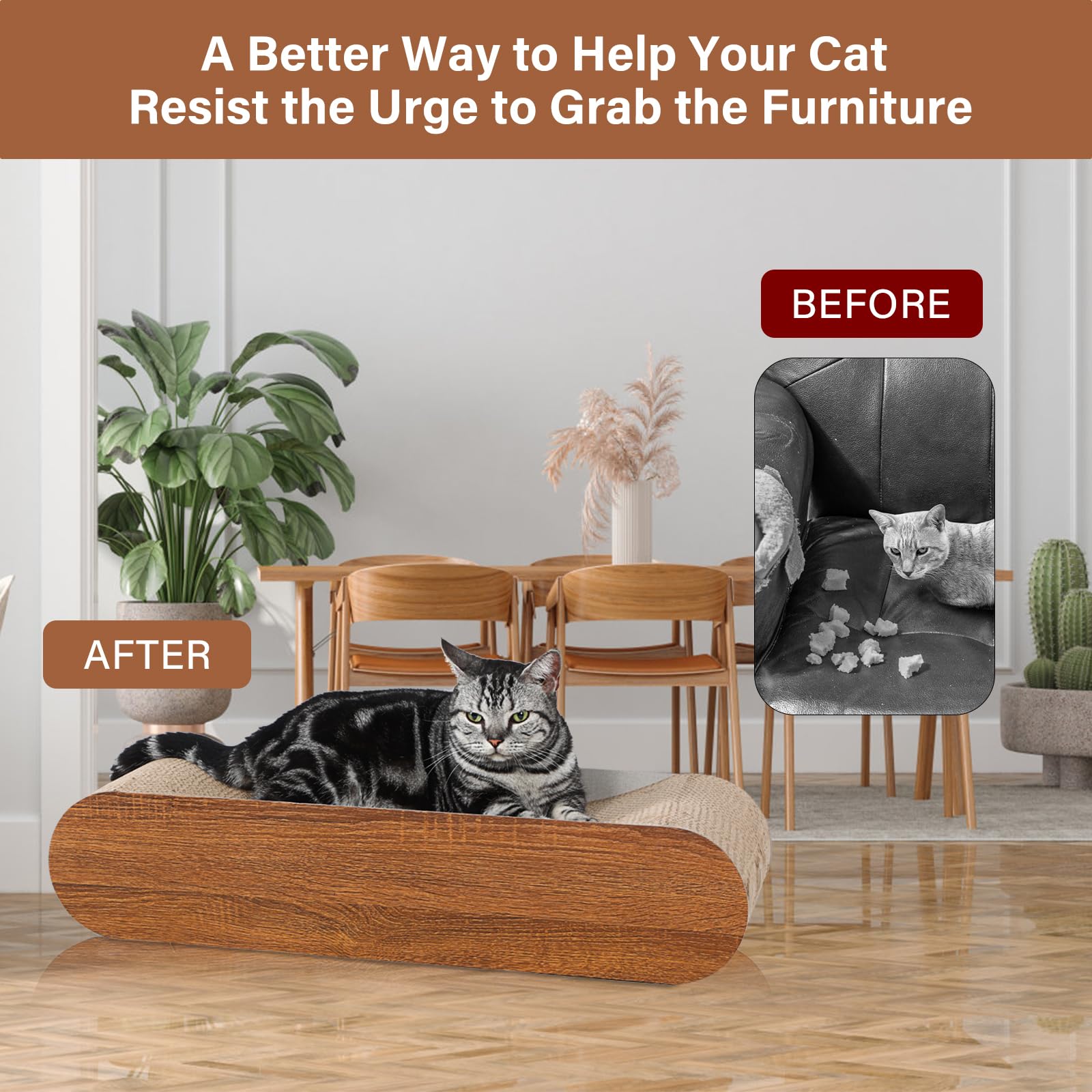 FluffyDream Cat Scratcher Cardboard, Scratching Pad House Bed Furniture Protector, Infinity Shape, Curved