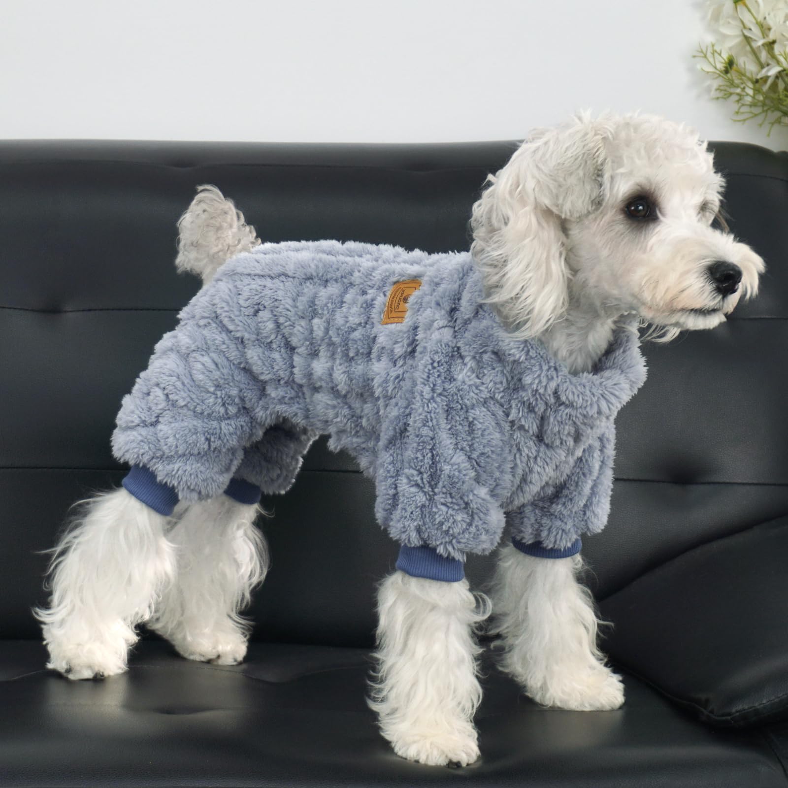Xpudac Dog Sweater, Dog Winter Clothes For Small Medium Dogs Girl Boy Fleece Pet Pajamas For Winter Christmas,Blue-Xx-Small