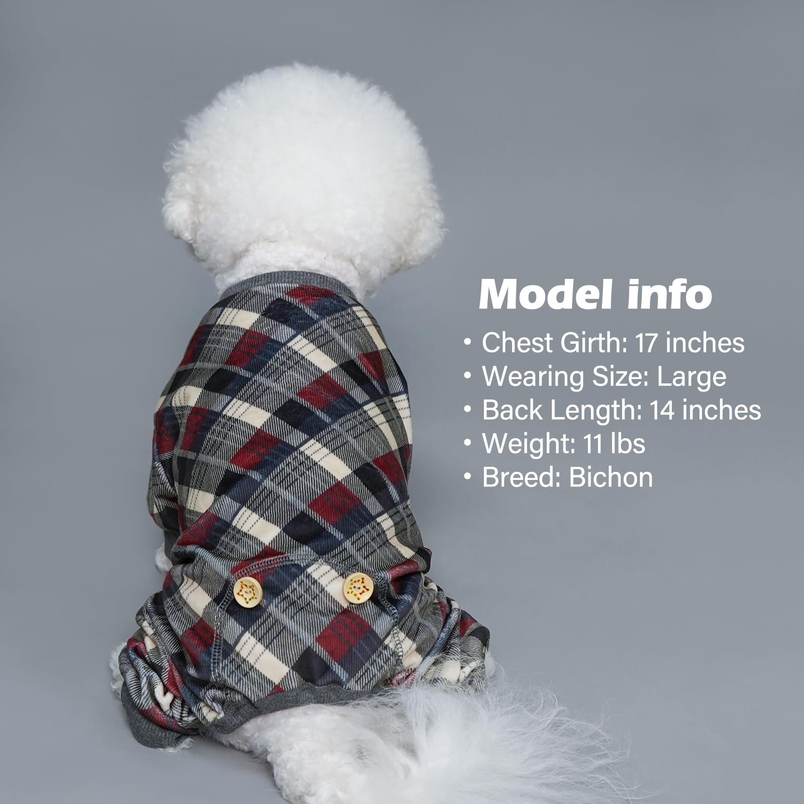 Kyeese Dogs Pajama Plaid Soft Material Lightweight Dog Pajamas Onesie Pet Pjs Dog Hair Cover Dog Clothes