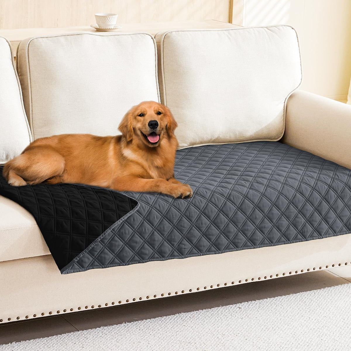 Smiry Waterproof Dog Blanket, Reversible Dog Bed Cover Pet Blanket, Soft Pet Couch Covers For Sofa Washable, Bed Couch Sofa Furniture Protector For Puppy Cat Kids (30'X70', Dark Grey/Black)