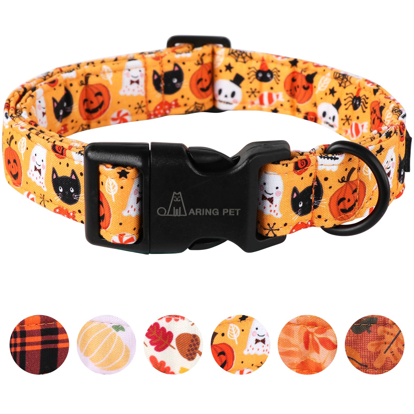 Aring Pet Halloween Dog Collar-Cute Pumpkin Dog Collar For Small Dogs, Adjustable Halloween Ghost Dog Collars For Small Medium L