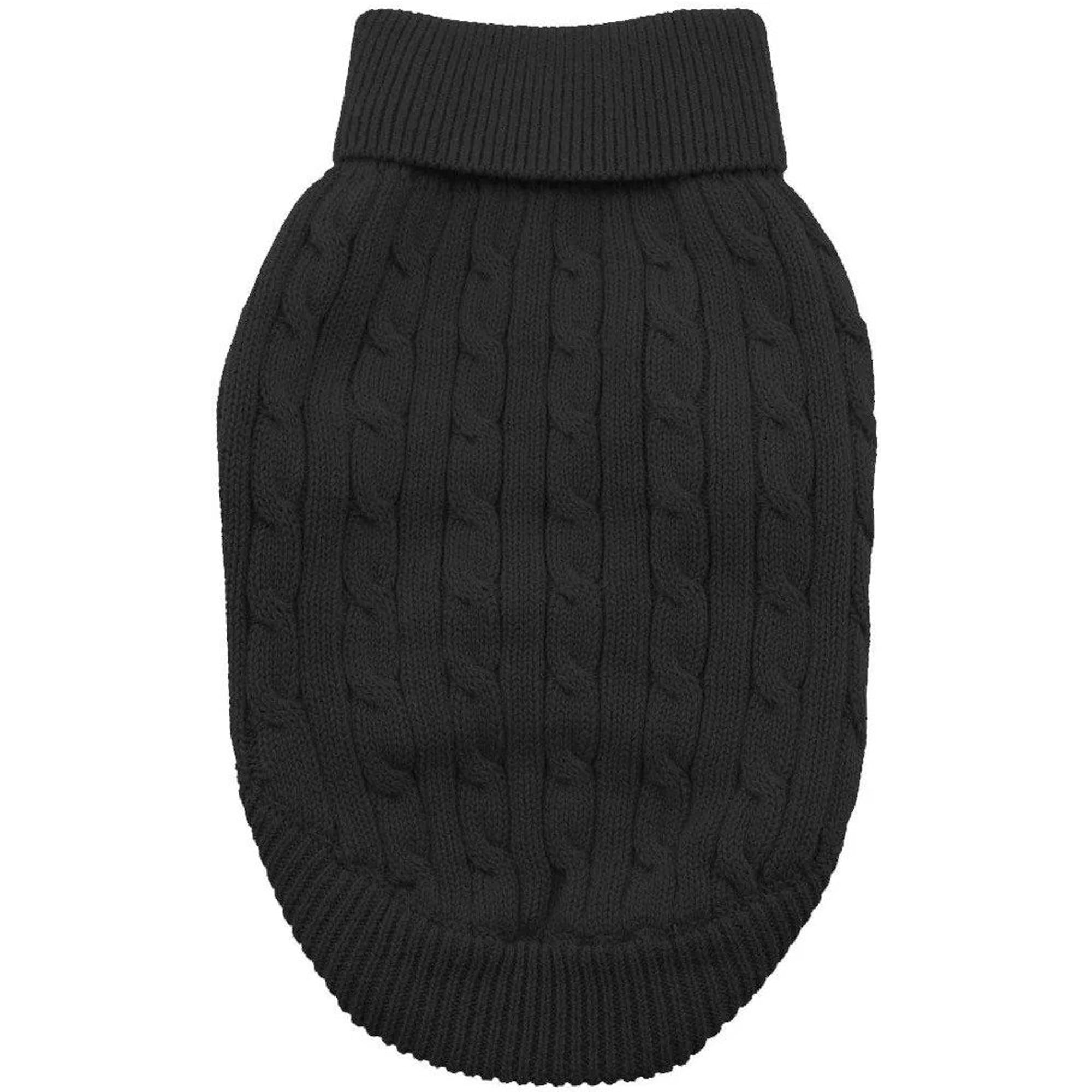 Doggie Design Cable Knit Dog Sweater Jet Black