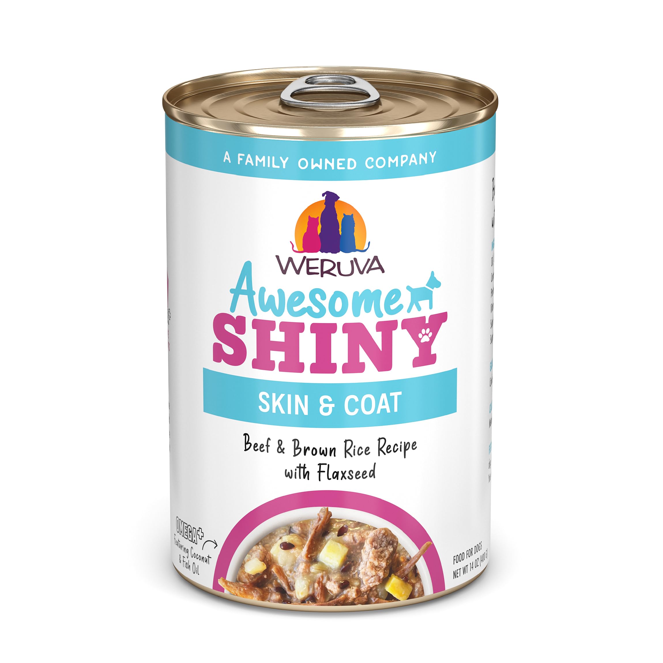 Weruva Awesome Shiny Wet Dog Food, Beef & Brown Rice, 14oz Can (Pack of 10)