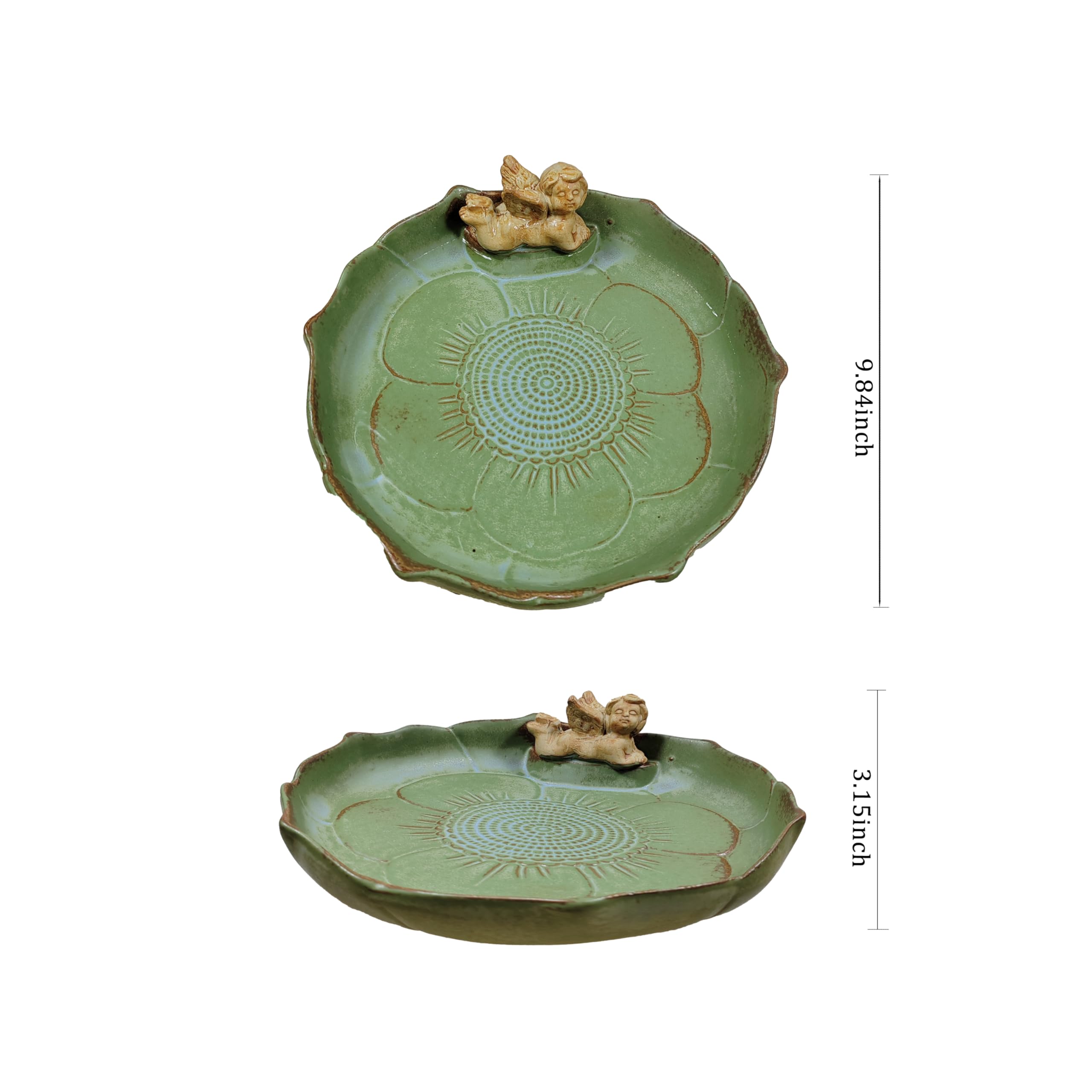 Bakayoyo Ceramic Ground Bird Bath Bowl for Outside, BirdBath Bowl Only, Ground Bird Feeders and birdbath for Outdoors, Tabletop,