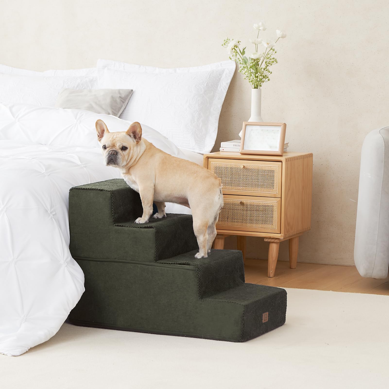 Eheyciga Dog Stairs For Bed 20   H, 4-Step Extra Wide Dog Steps For High Bed, Pet Steps For Small Dogs And Cats, Non-Slip Balanc