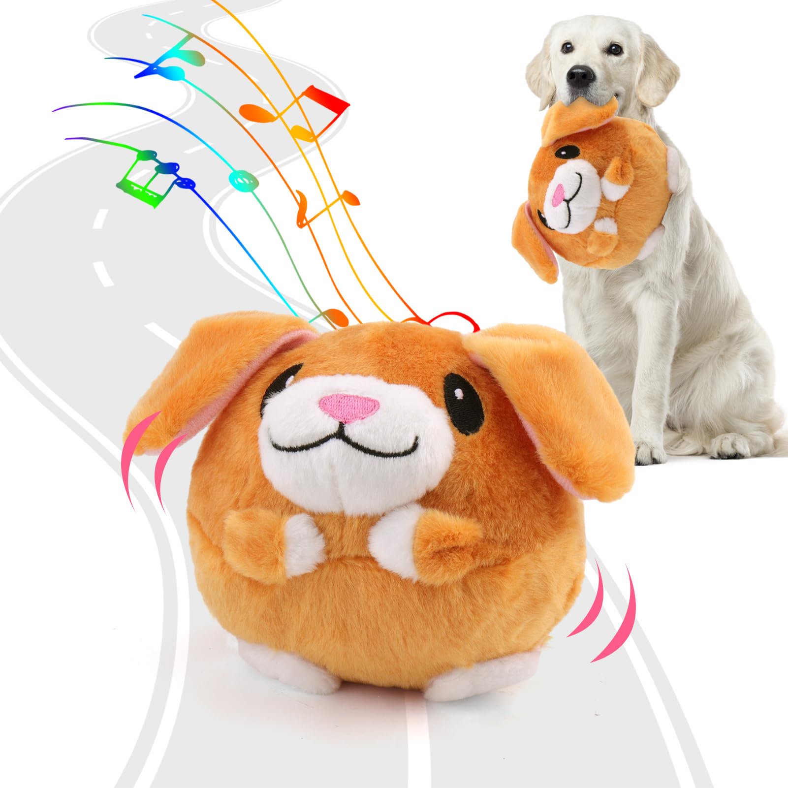 Baborui Interactive Dog Toys Puppy, Jumping Squeaky Dog Toys With Recording And Music Modes, Rechargeable Moving Dog Chew Toys F