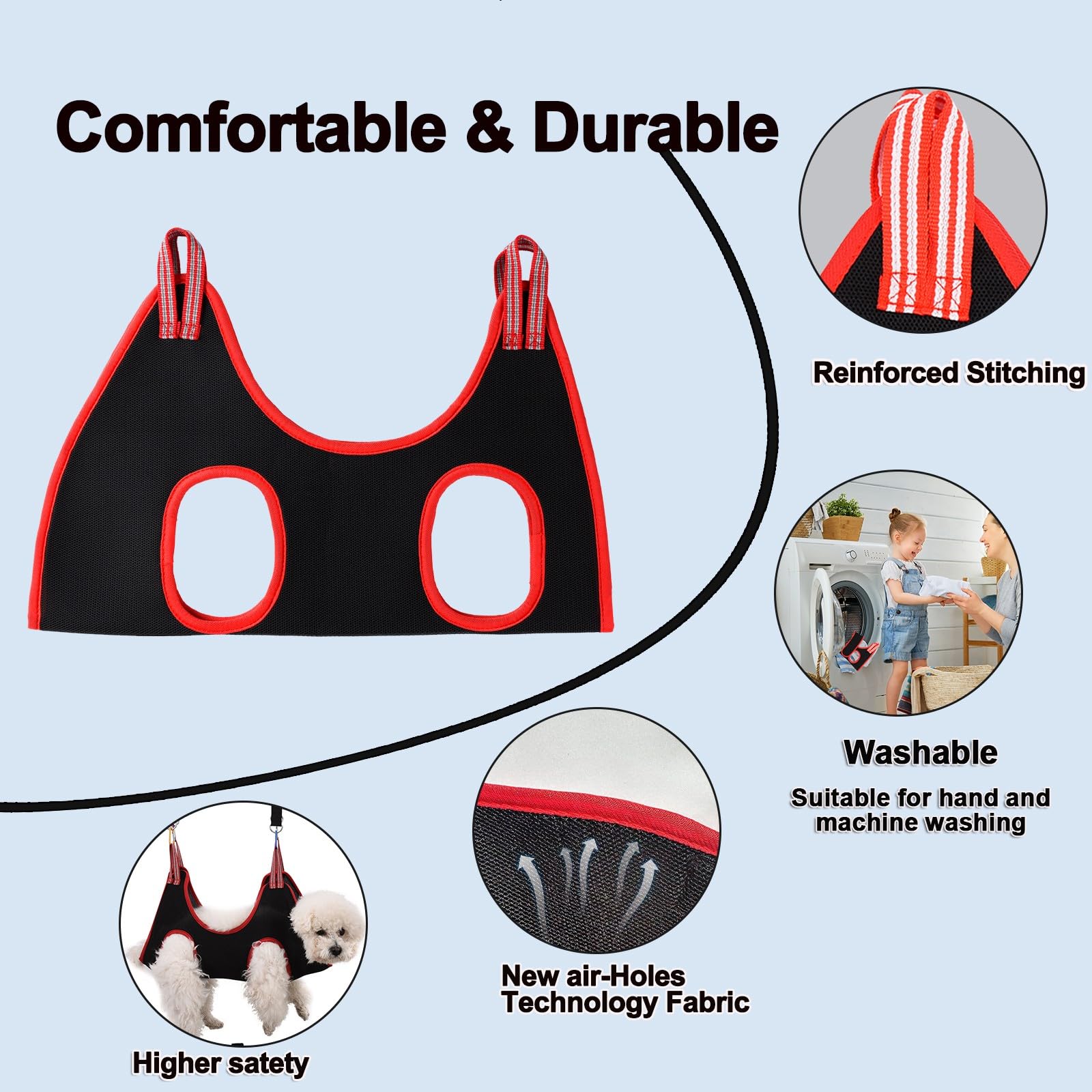 Ato-Djcx Dog Grooming Hammock Harness,Breathable Pet Cat Hammock Restraint Bag,With Dog Nail Clippers Trimmer Dog Nail File,Dog