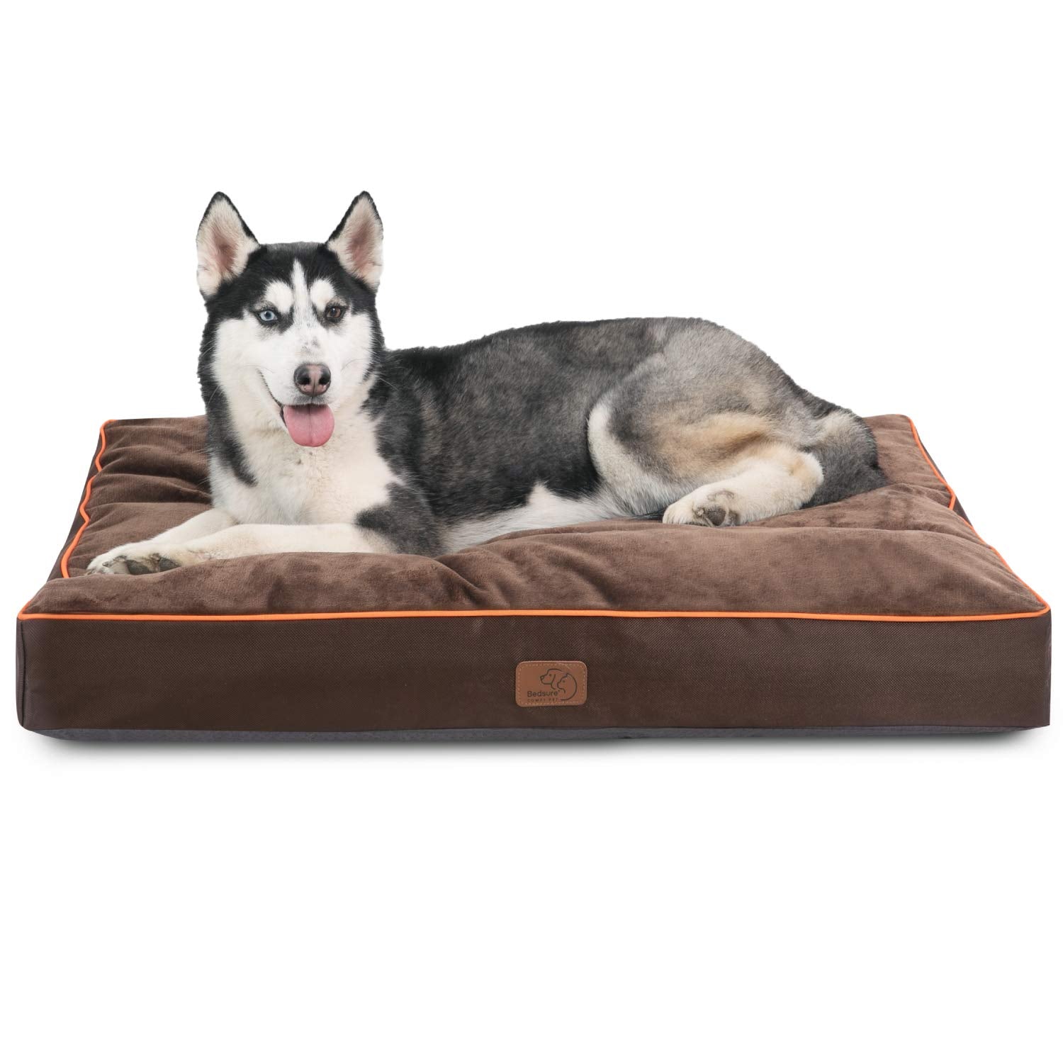 Bedsure Waterproof Dog Beds For Large Dogs - 4 Inch Thicken Up To 80Lbs Pet Mat Pillows With Removable Washable Cover, Brown